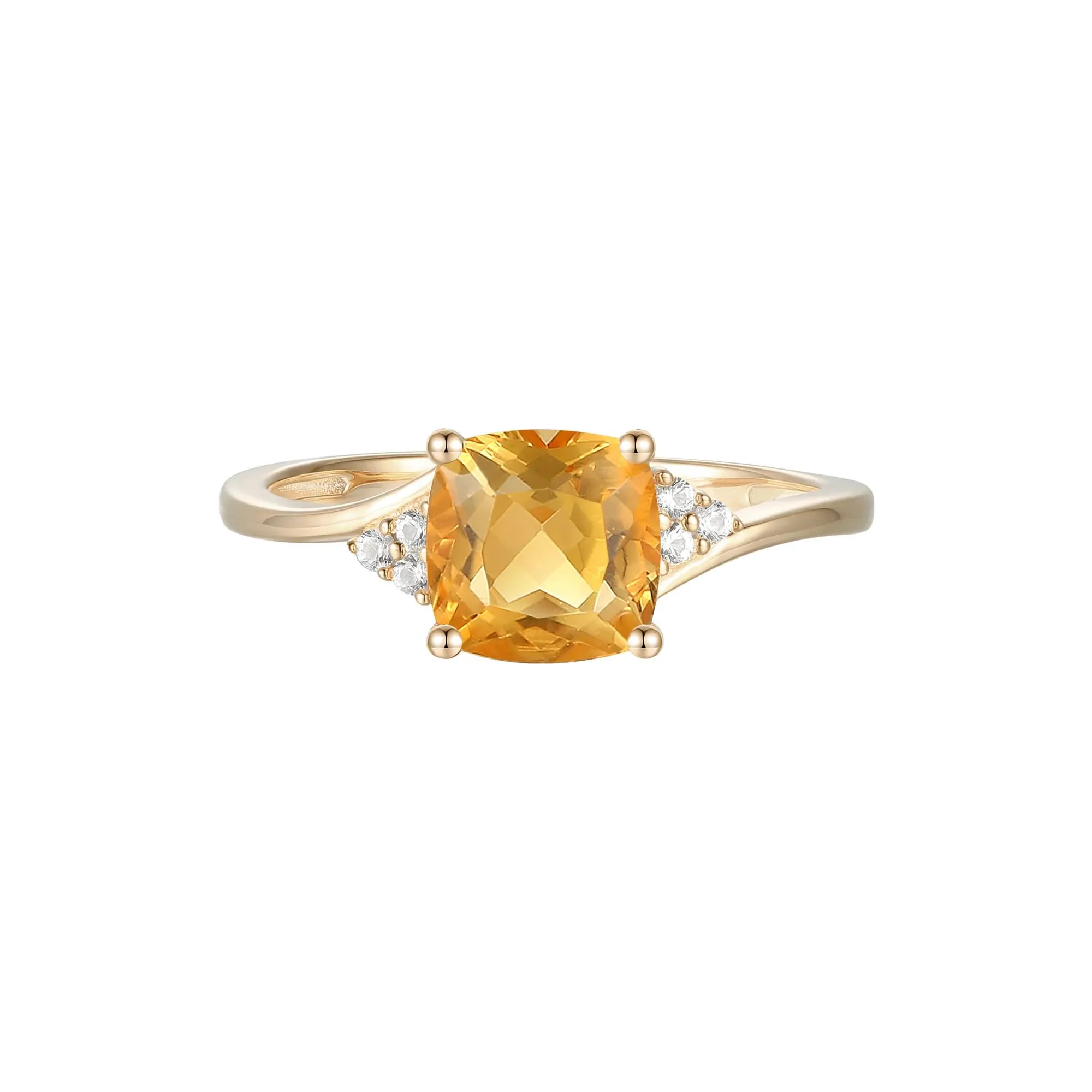 Citrine and Diamond Accent Ring 10K Yellow Gold Size 5 1mm - Image 3