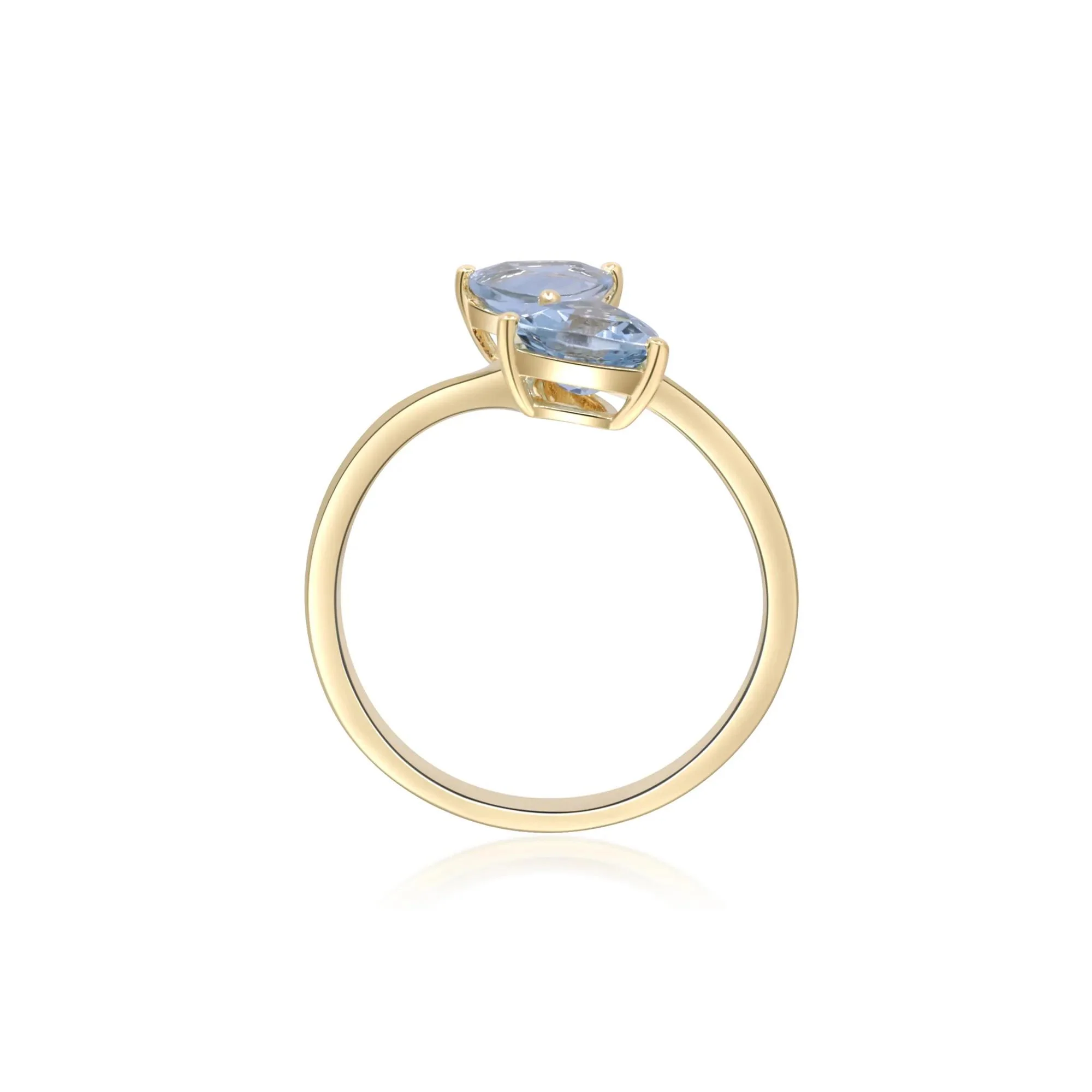 Aquamarine and Diamond Accent Bypass Ring 10K Yellow Gold Size 7 2mm - Image 2