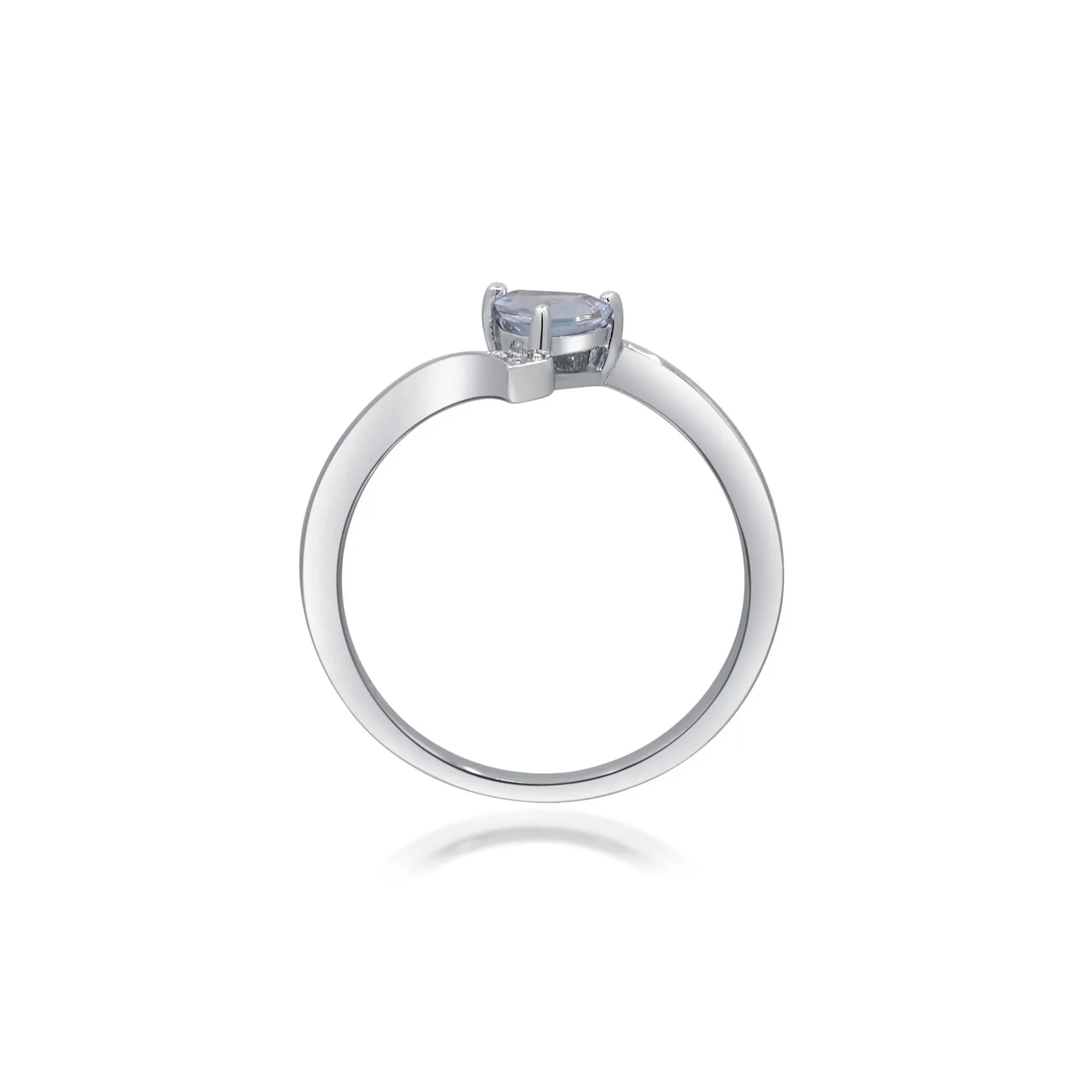 Aquamarine and Diamond Accent Bypass Ring .925 Sterling Silver White Size 9 2mm - Image 2