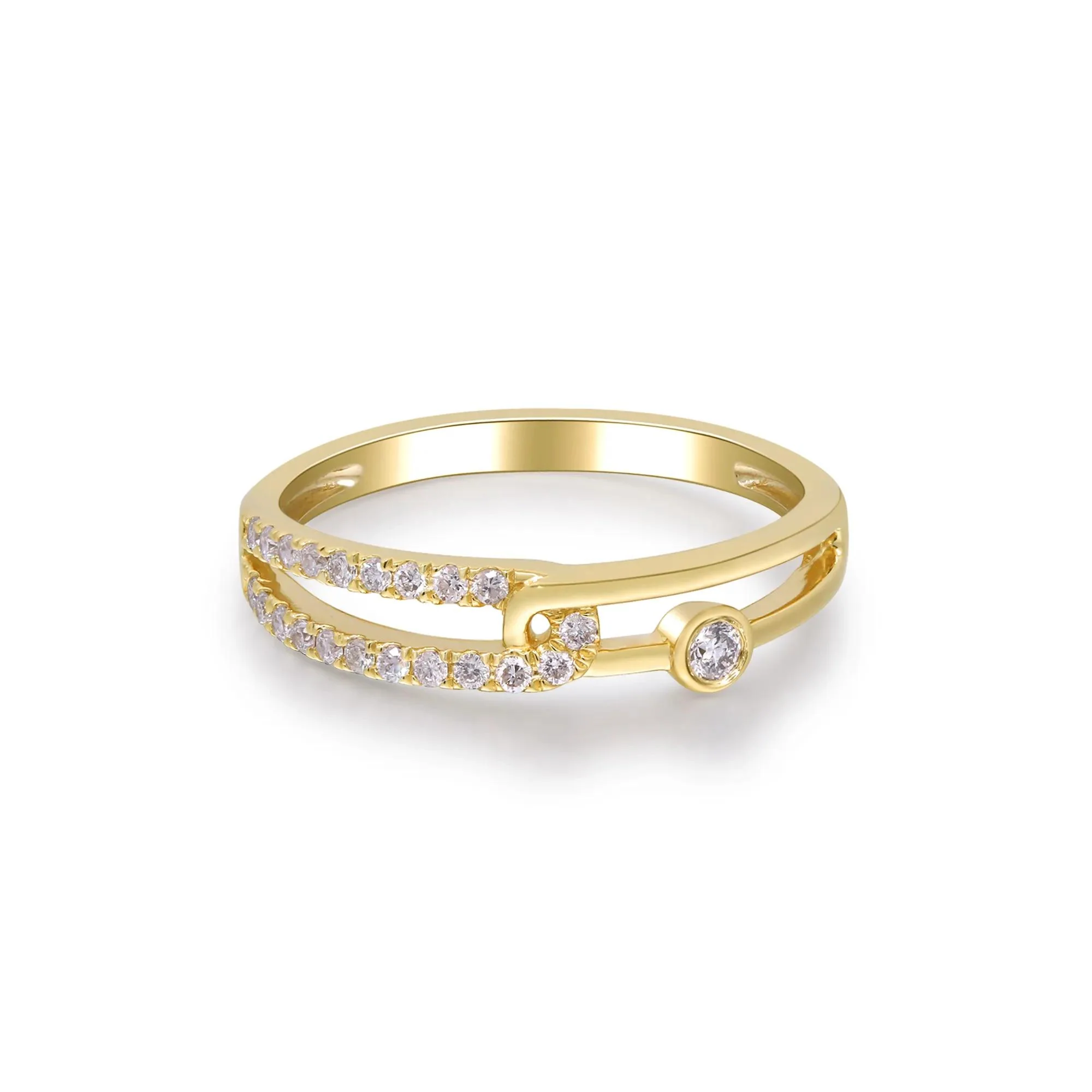 1/5 CT. Tw. Diamond Interlocking Ring 10K Yellow Gold Size 6 2mm
