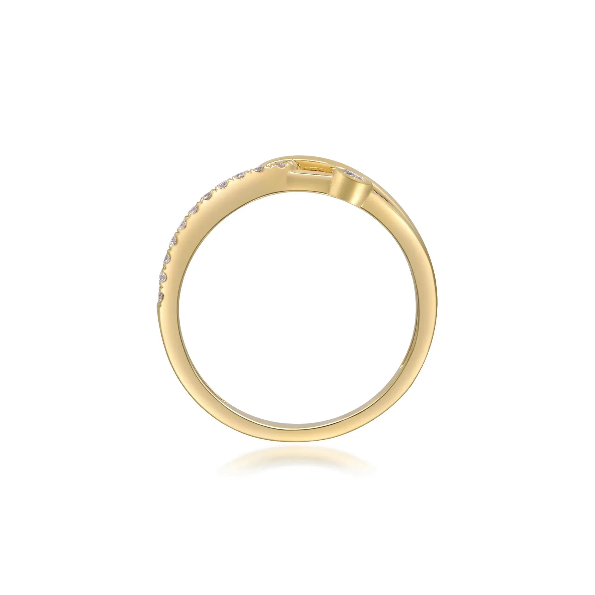 1/5 CT. Tw. Diamond Interlocking Ring 10K Yellow Gold Size 7 2mm - Image 5