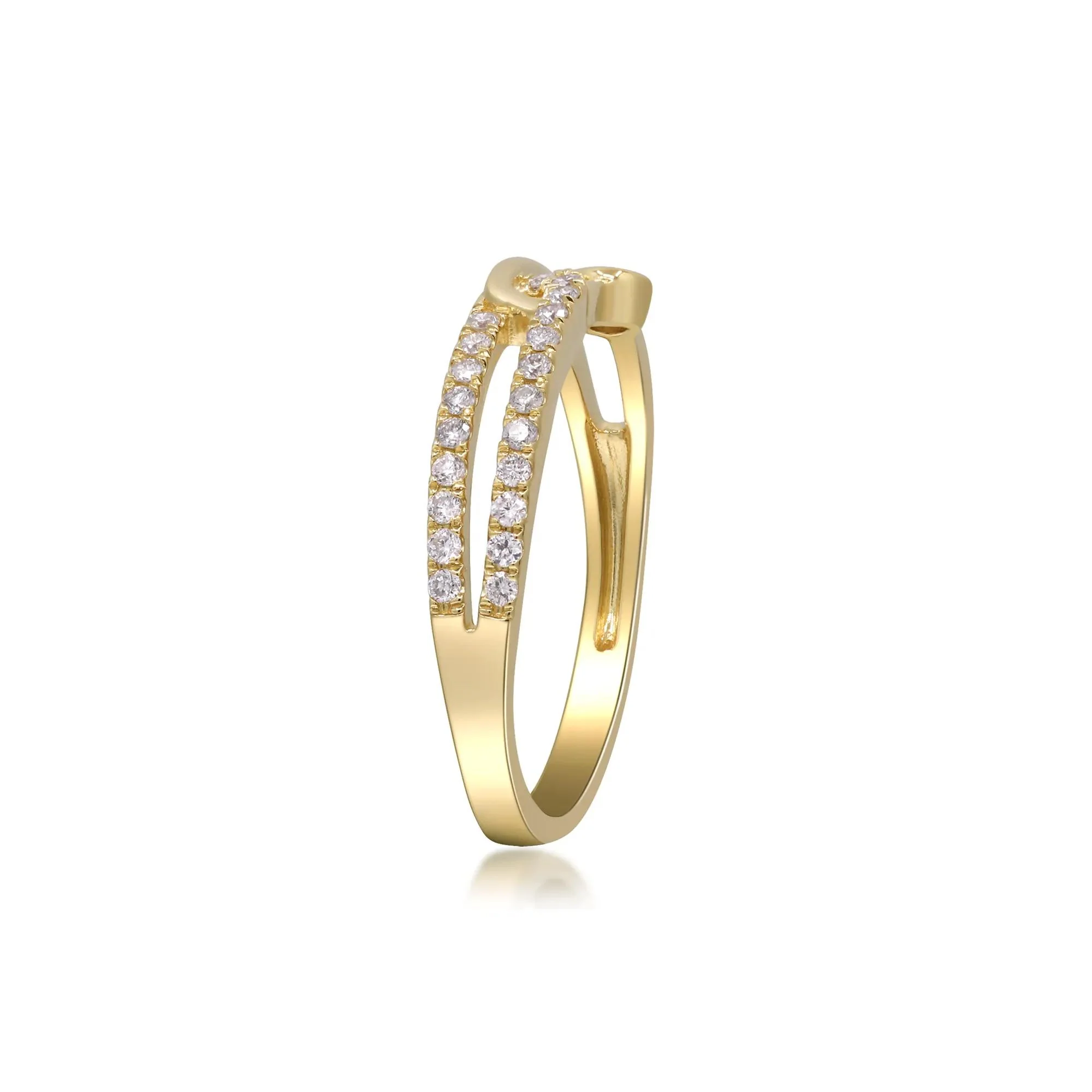 1/5 CT. Tw. Diamond Interlocking Ring 10K Yellow Gold Size 9 2mm - Image 4