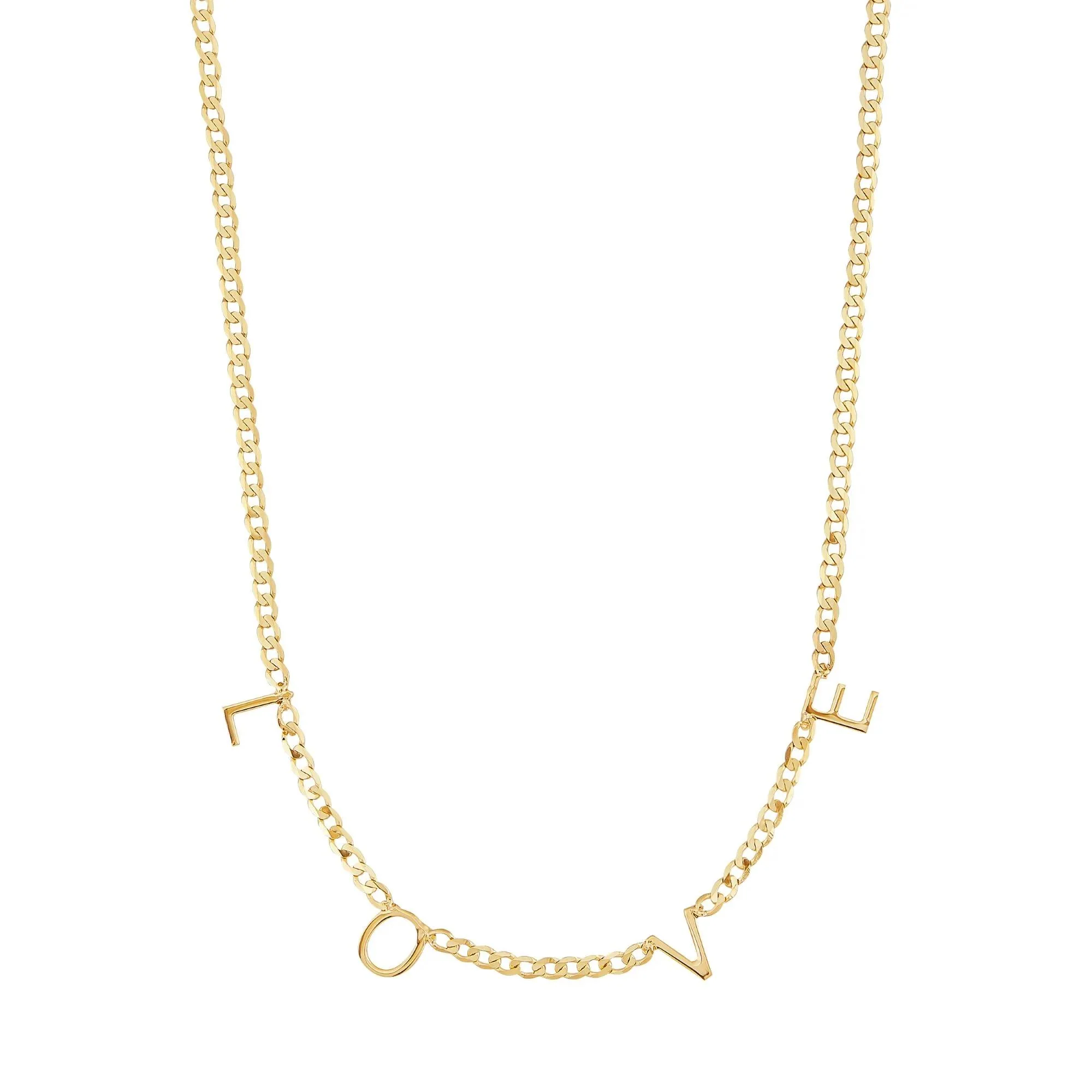 Love Curb Chain Necklace 10K Yellow Gold Size 16"
