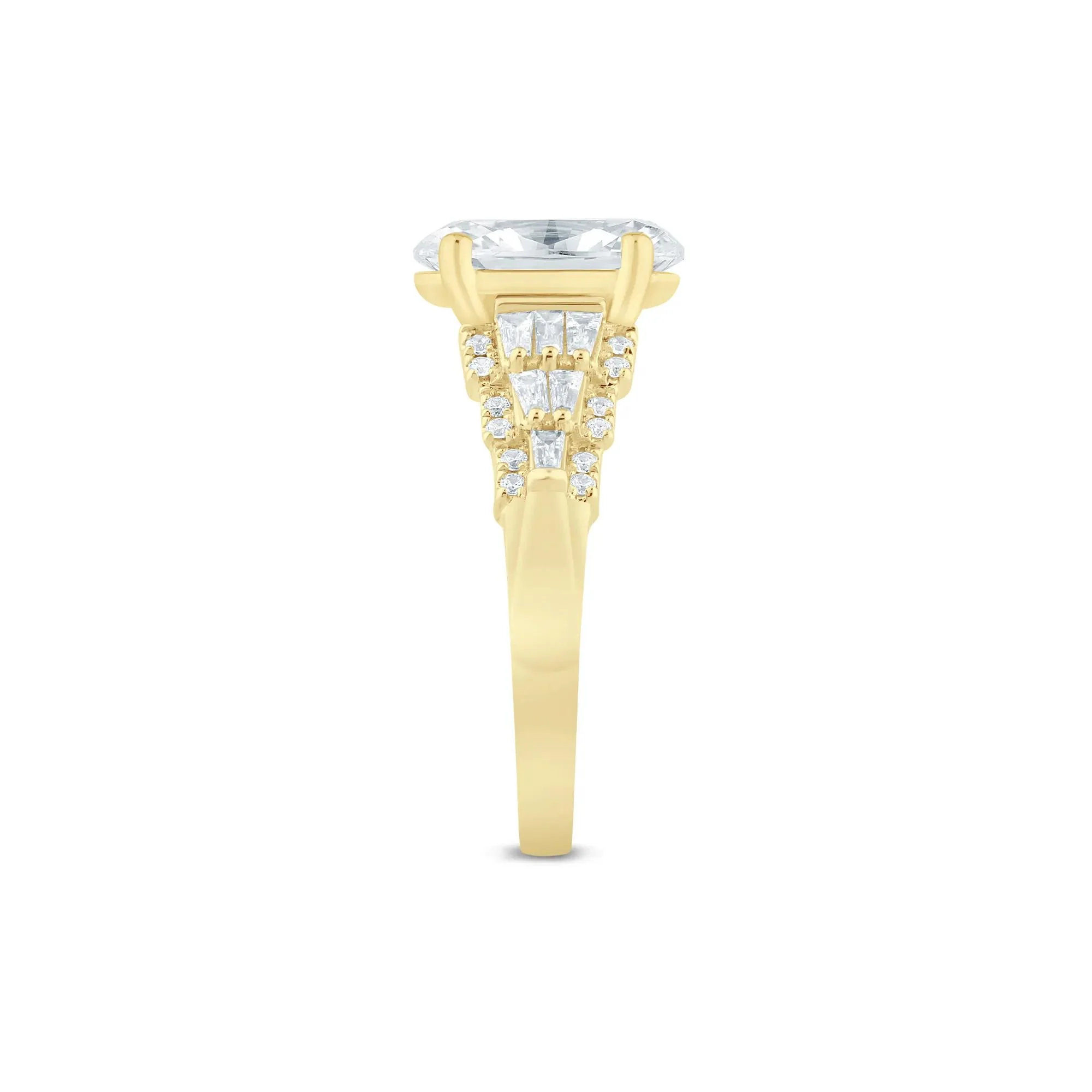 12 CT. Tw. Lab Grown Diamond Oval Engagement Ring 14K Yellow Gold (3 /) Size 7.5 2mm - Image 3