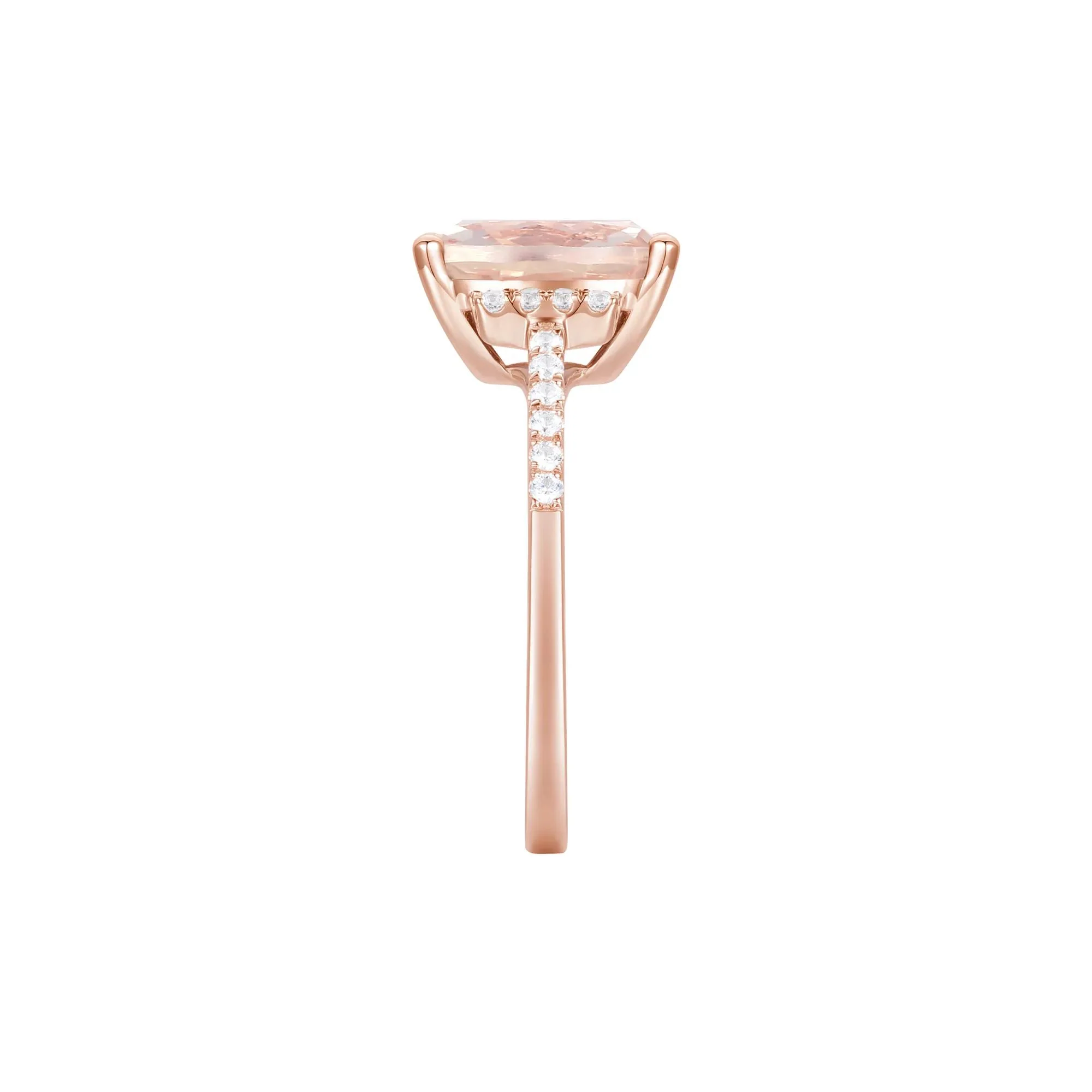 1/7 CT. Tw. Cushion-Cut Morganite and Diamond Ring 10K Rose Gold Round Brilliant Cut Size 7 1mm - Image 3