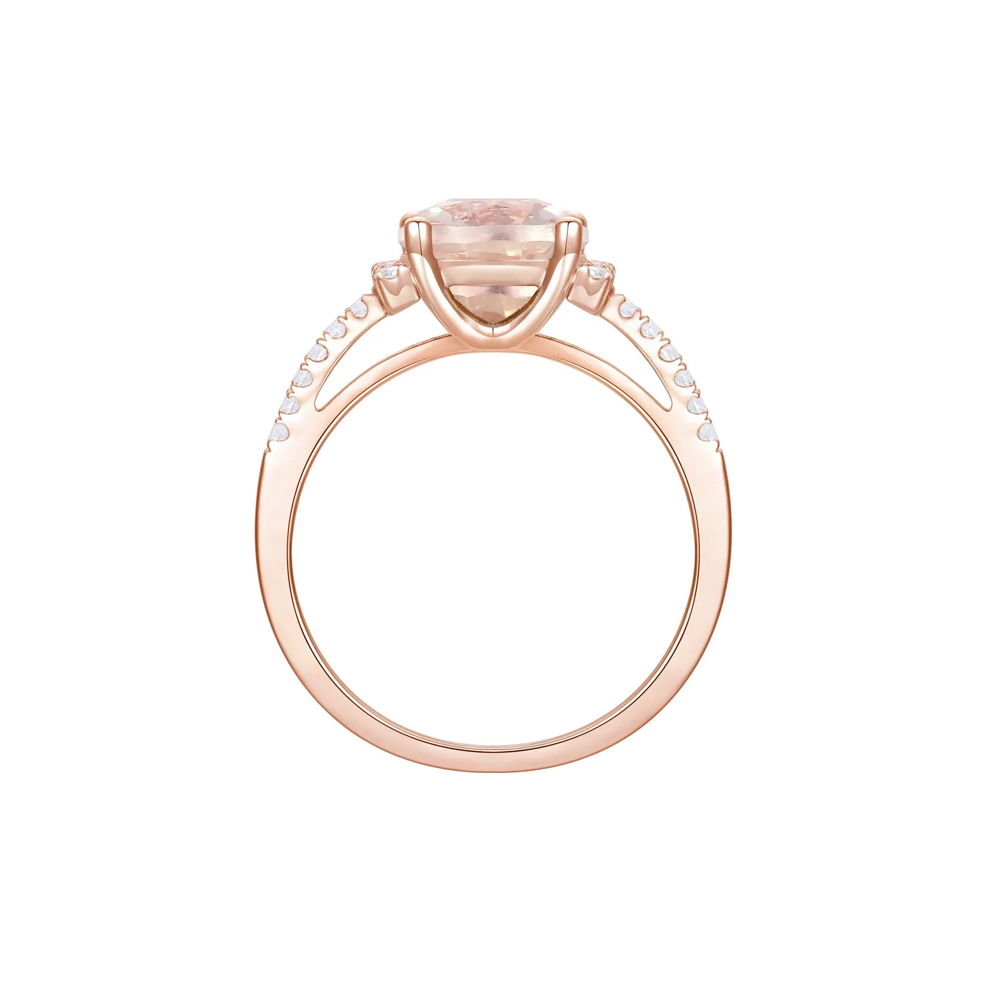 1/7 CT. Tw. Cushion-Cut Morganite and Diamond Ring 10K Rose Gold Round Brilliant Cut Size 8.5 1mm - Image 2