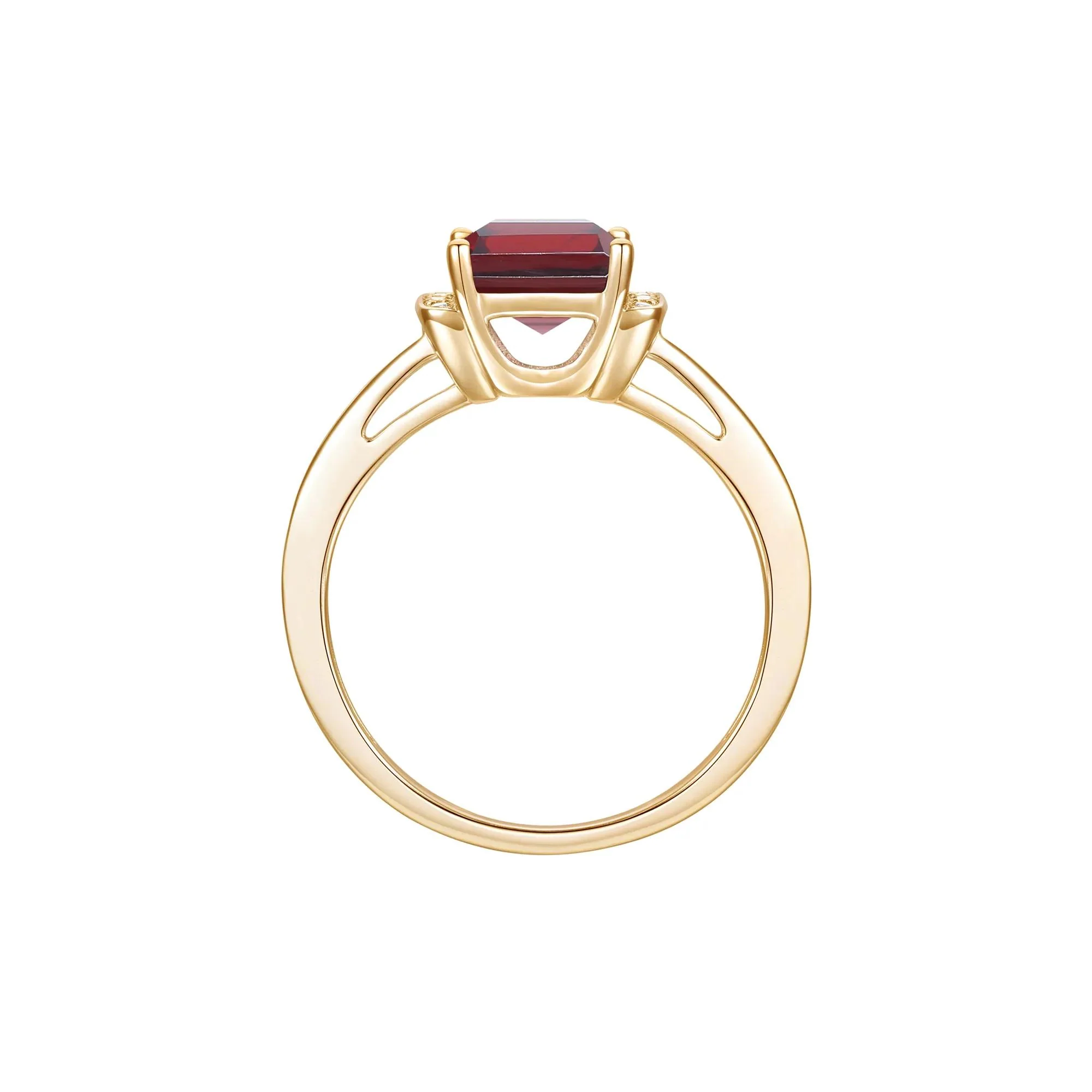 Garnet and Diamond Accent Ring 10K Yellow Gold Size 5.5 1mm - Image 2