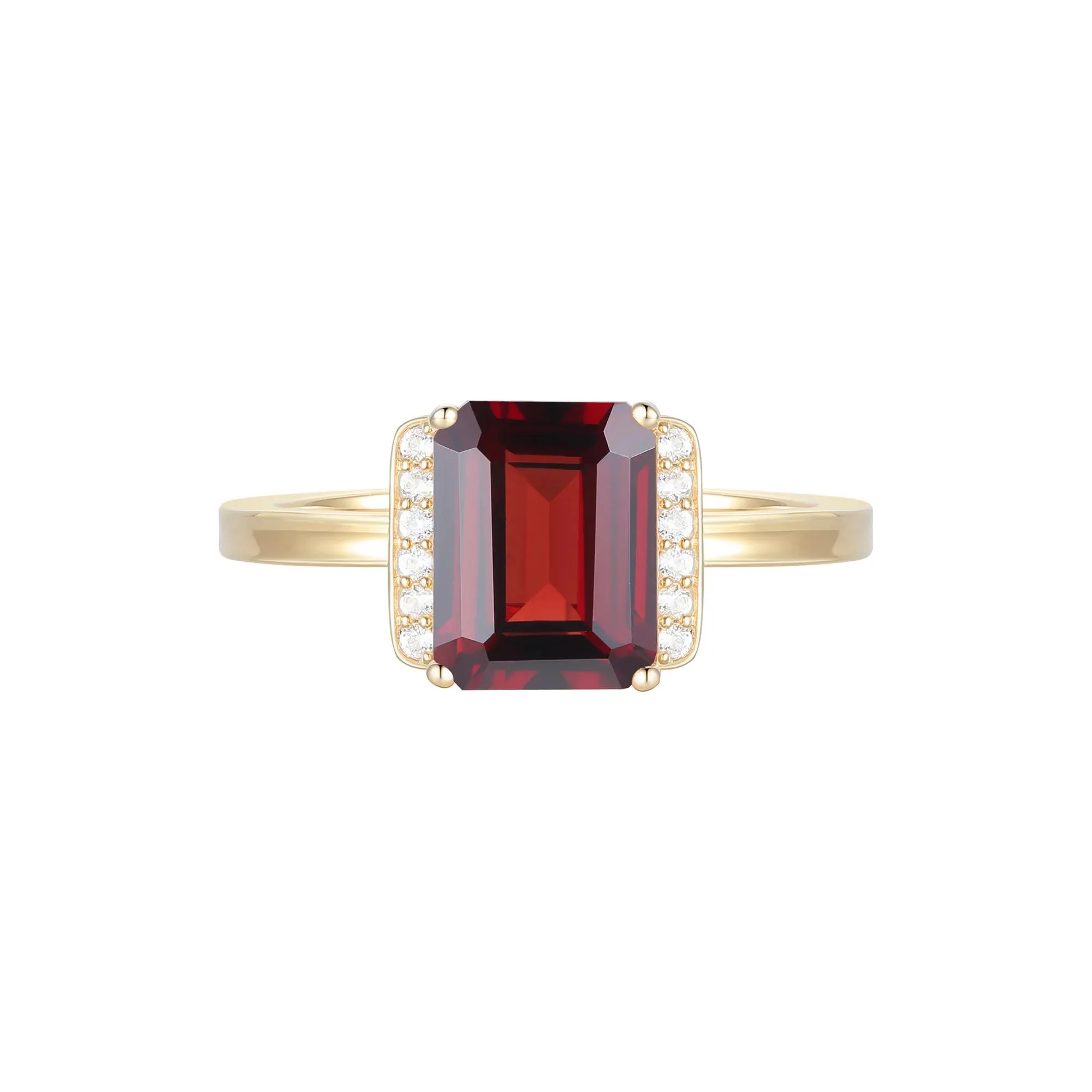 Garnet and Diamond Accent Ring 10K Yellow Gold Size 6 1mm