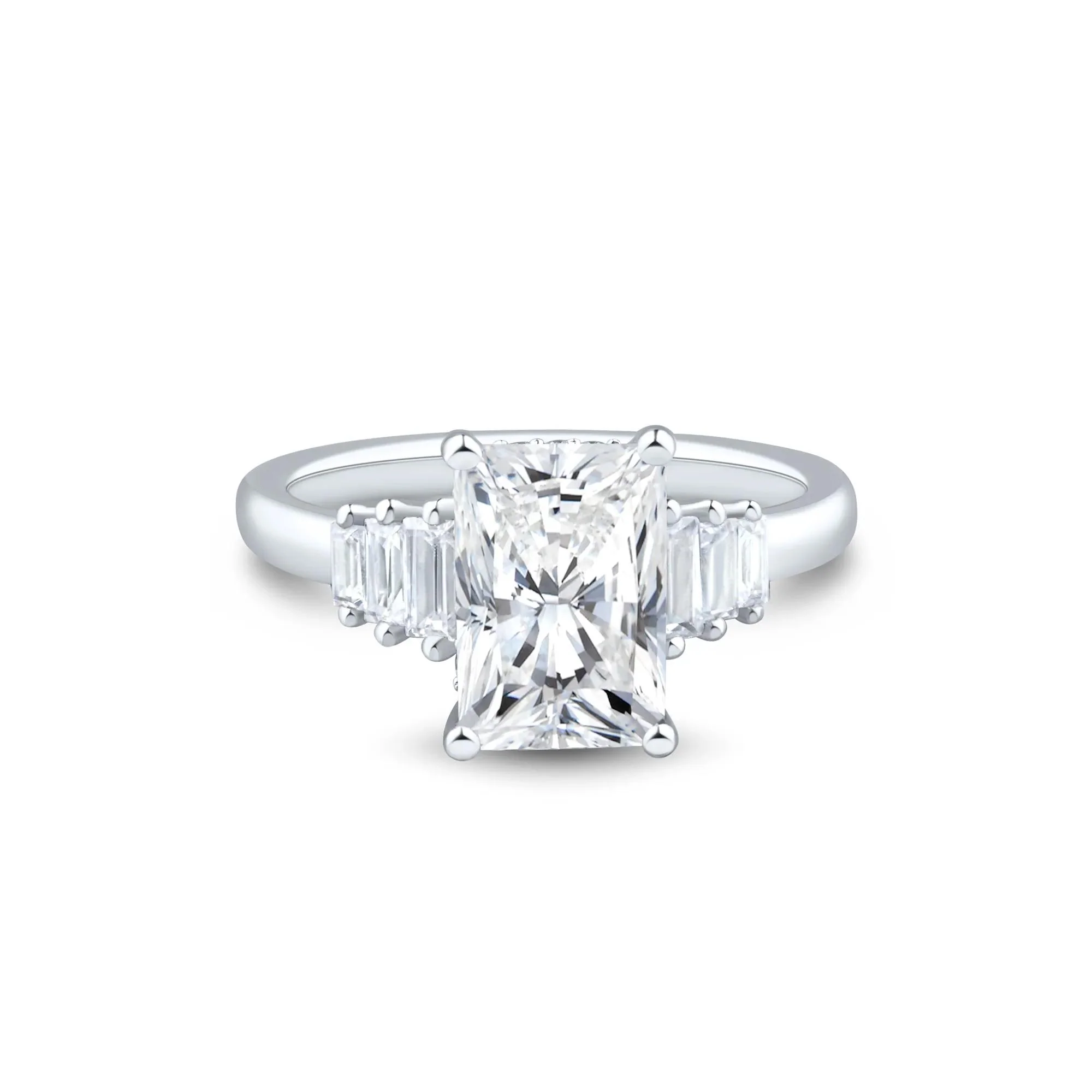 3 1/2 CT. Tw. Lab Grown Radiant-Cut Diamond Engagement Ring 14K White Gold Size 9 1.5mm - Image 3