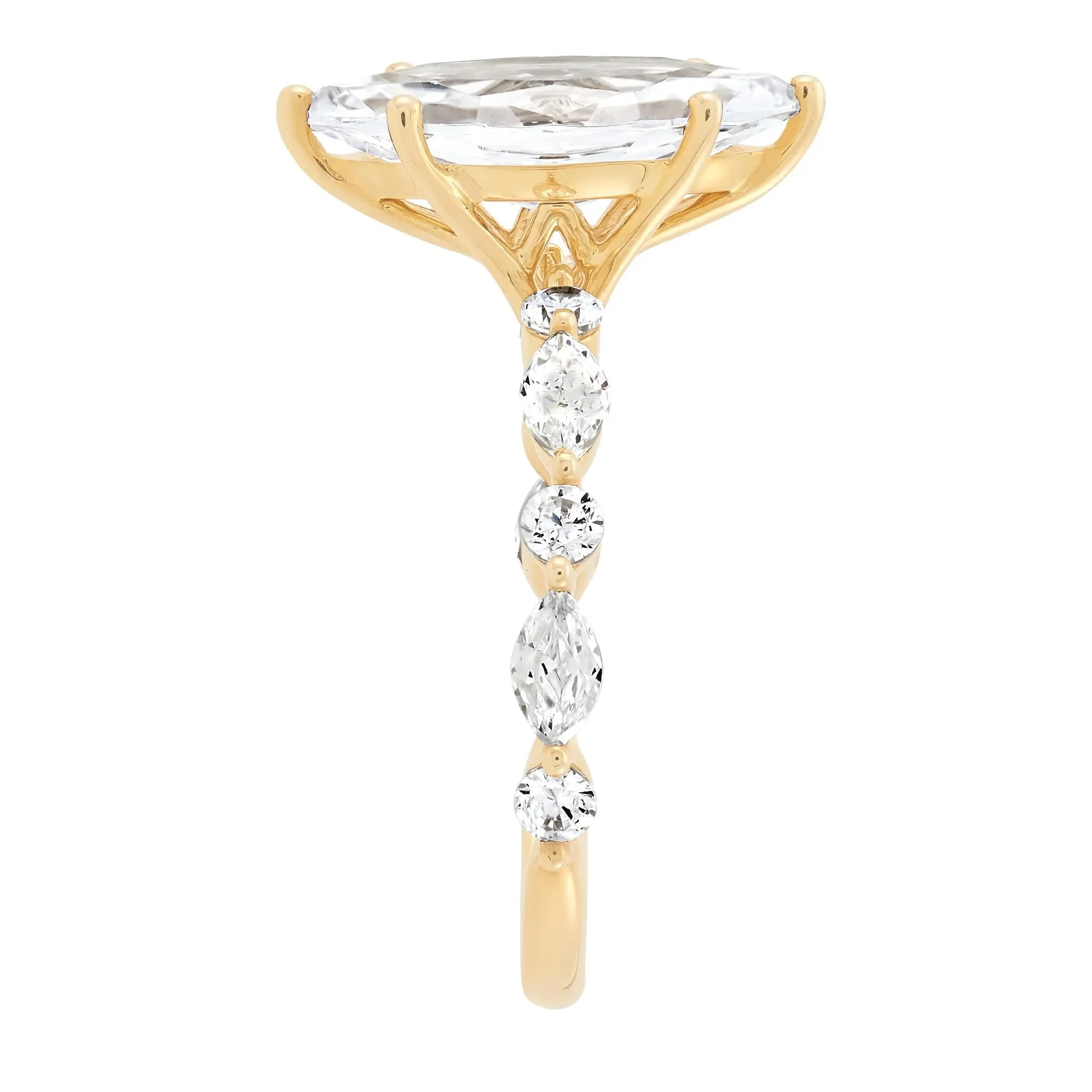 3 1/8 CT. Tw. Lab Grown Marquise Diamond Engagement Ring 14K Yellow Gold Size 6 1.5mm - Image 2