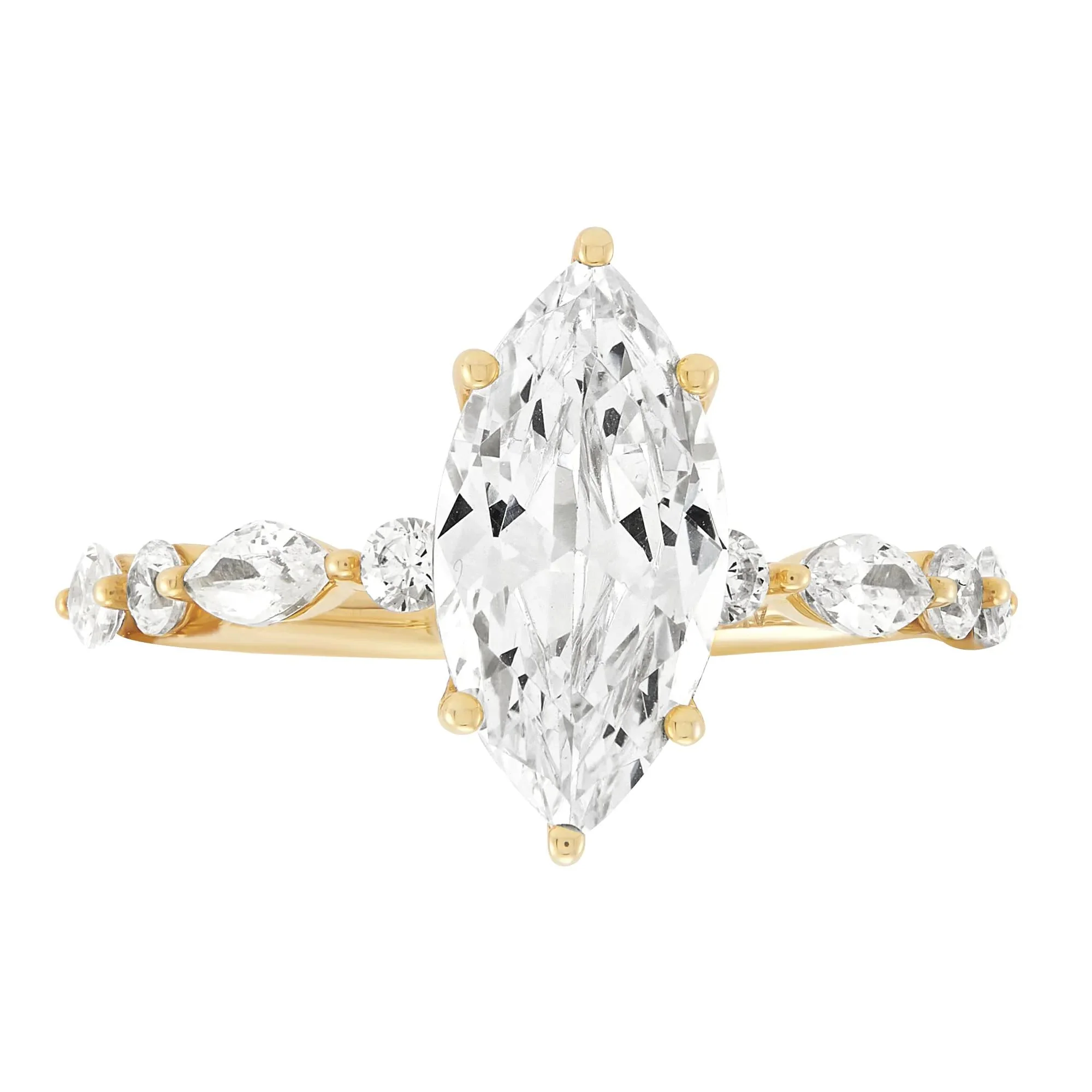 3 1/8 CT. Tw. Lab Grown Marquise Diamond Engagement Ring 14K Yellow Gold Size 7.5 1.5mm