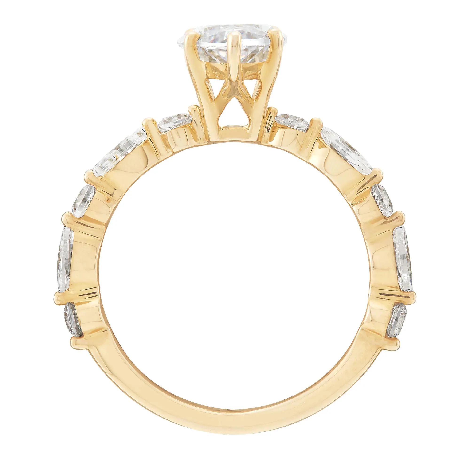 3 1/8 CT. Tw. Lab Grown Marquise Diamond Engagement Ring 14K Yellow Gold Size 9 1.5mm - Image 3