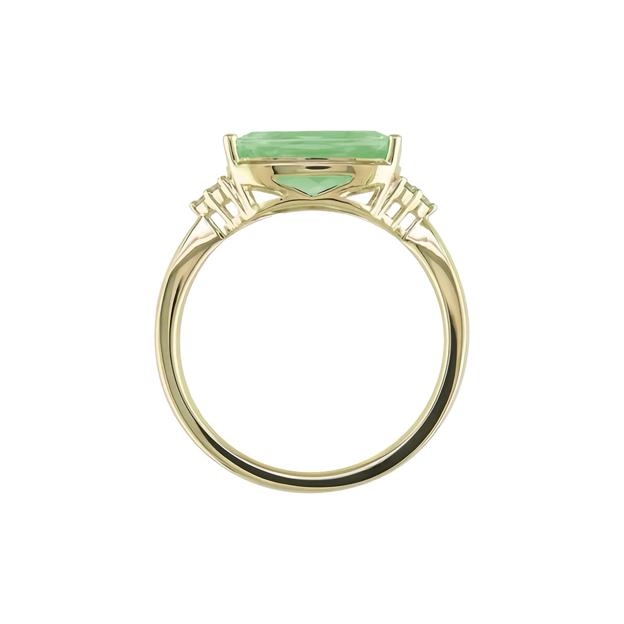 Green Amethyst and Diamond Accent Ring 10K Yellow Gold Size 6 1mm - Image 3