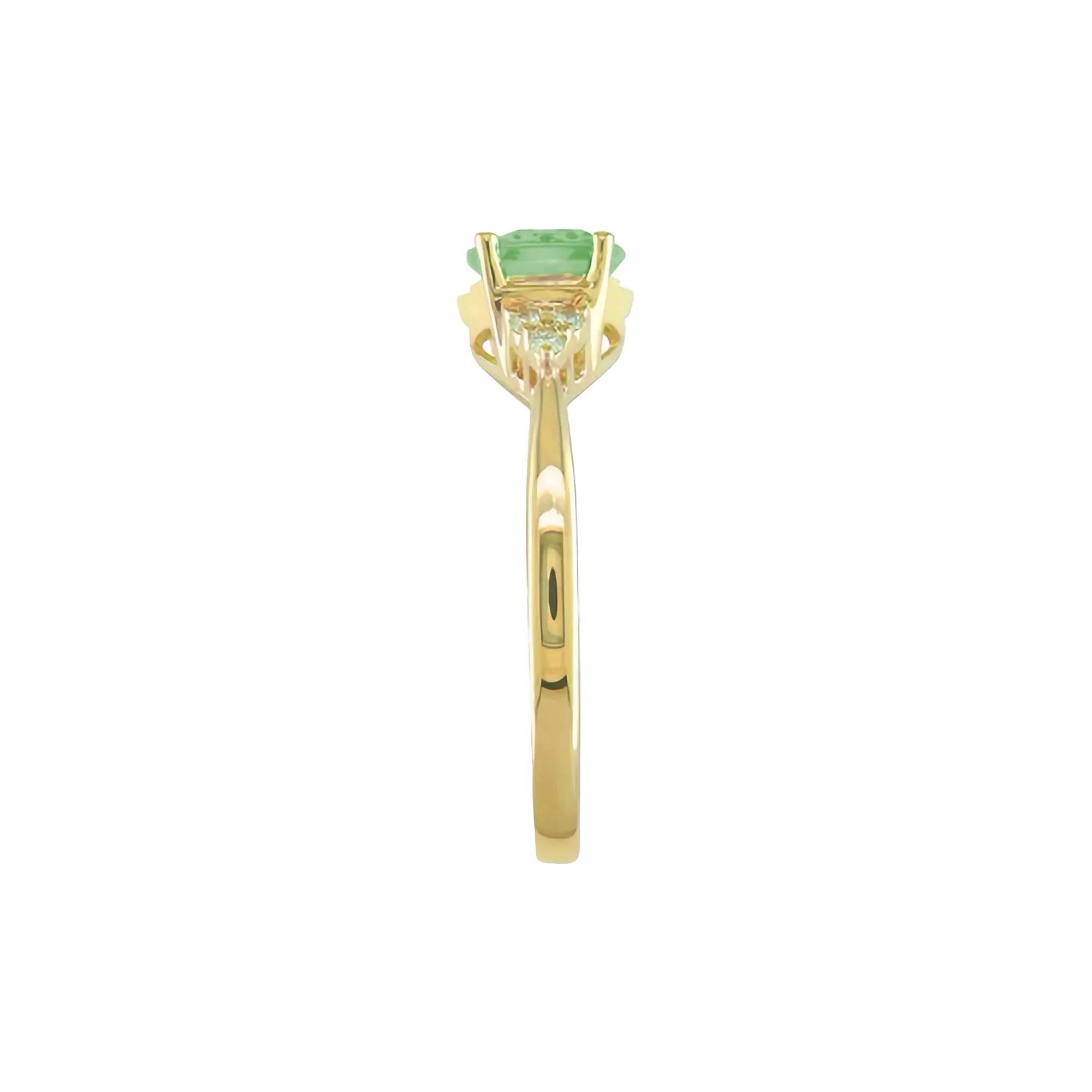 Green Amethyst and Diamond Accent Ring 10K Yellow Gold Size 7 1mm