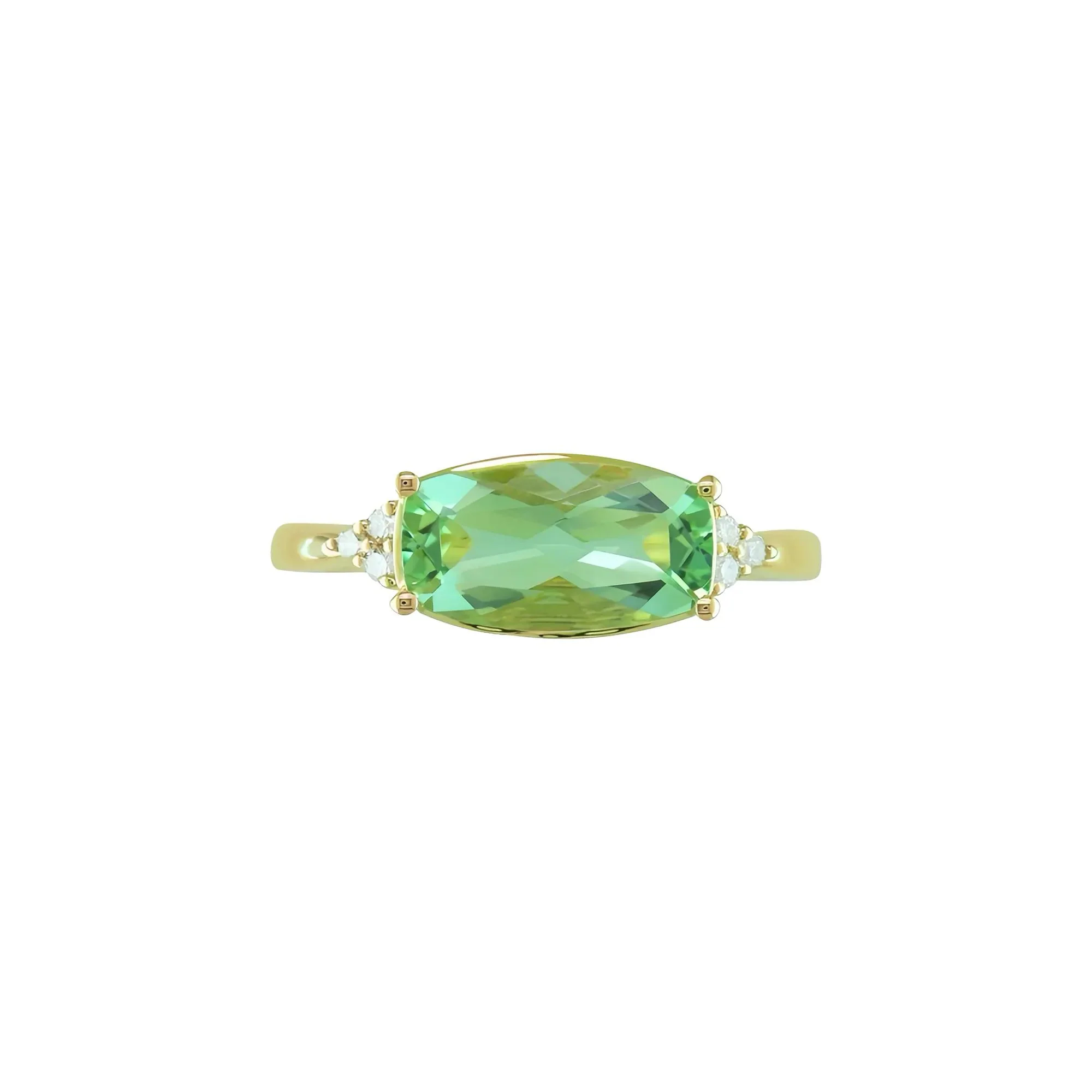 Green Amethyst and Diamond Accent Ring 10K Yellow Gold Size 8 1mm - Image 2
