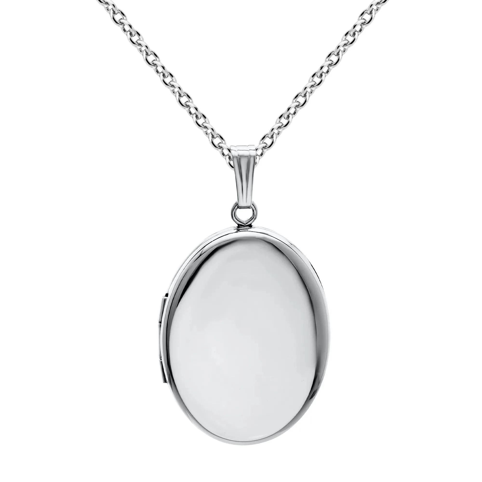 Oval Locket .925 Sterling .925 Sterling Silver Necklace White Size 18"