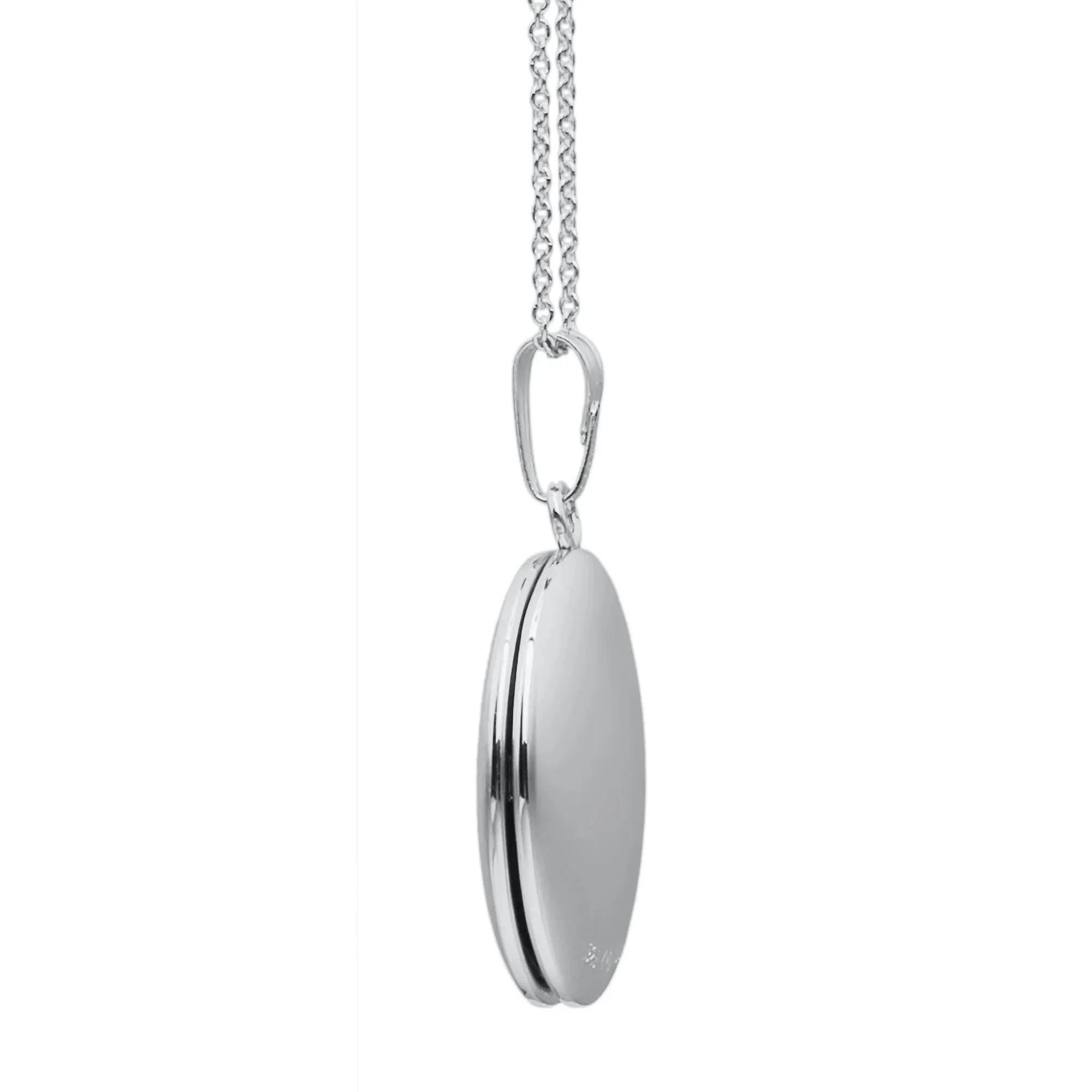 Oval Locket .925 Sterling .925 Sterling Silver Necklace White Size 18" - Image 2