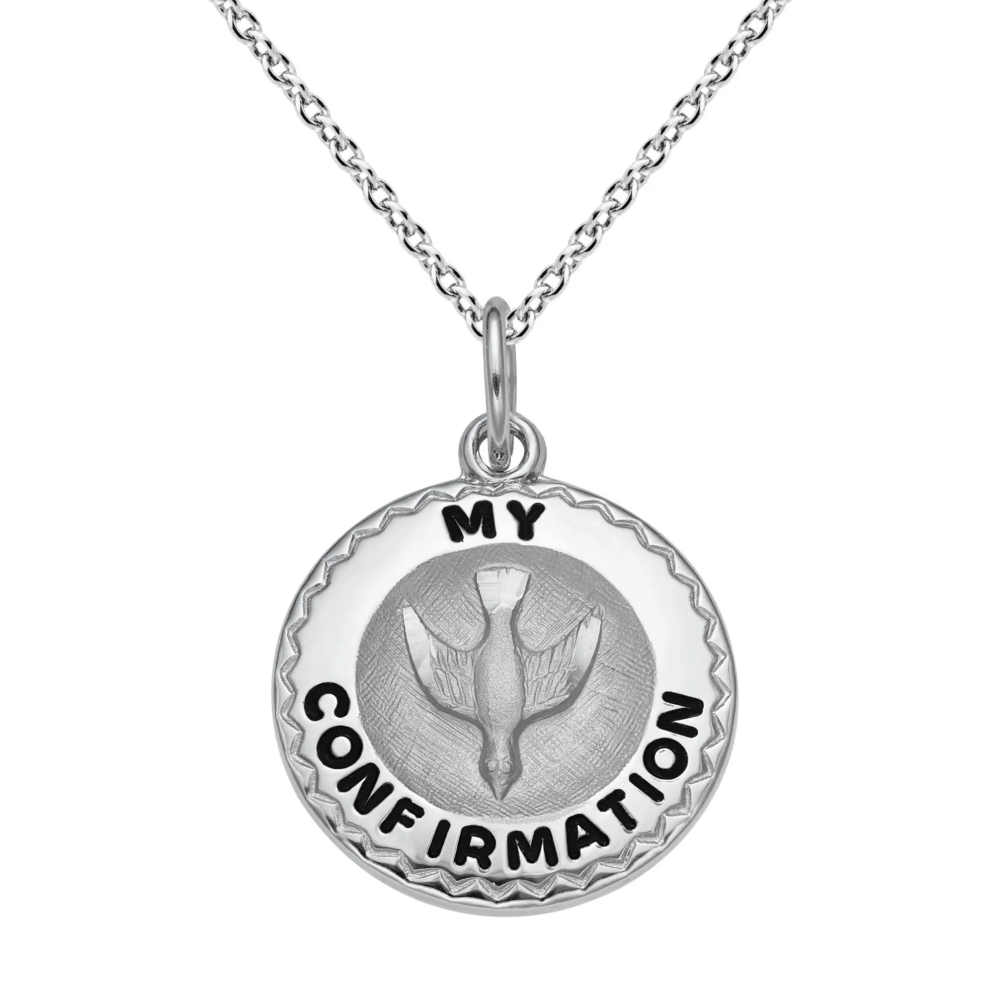 Confirmation Dove Pendant Necklace .925 Sterling Silver White Size 18"