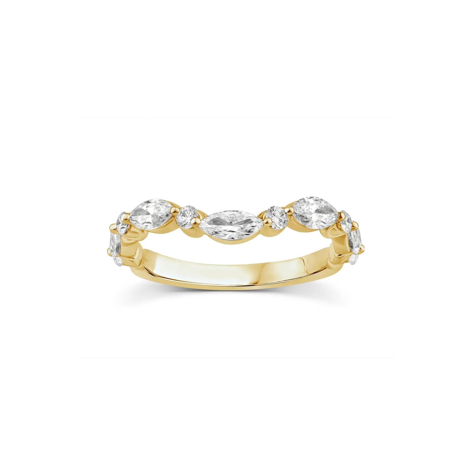 1 CT. Tw. Lab Grown Diamond Contour Band Ring 14K Yellow Gold Round Brilliant Cut Size 8.5 - Image 3