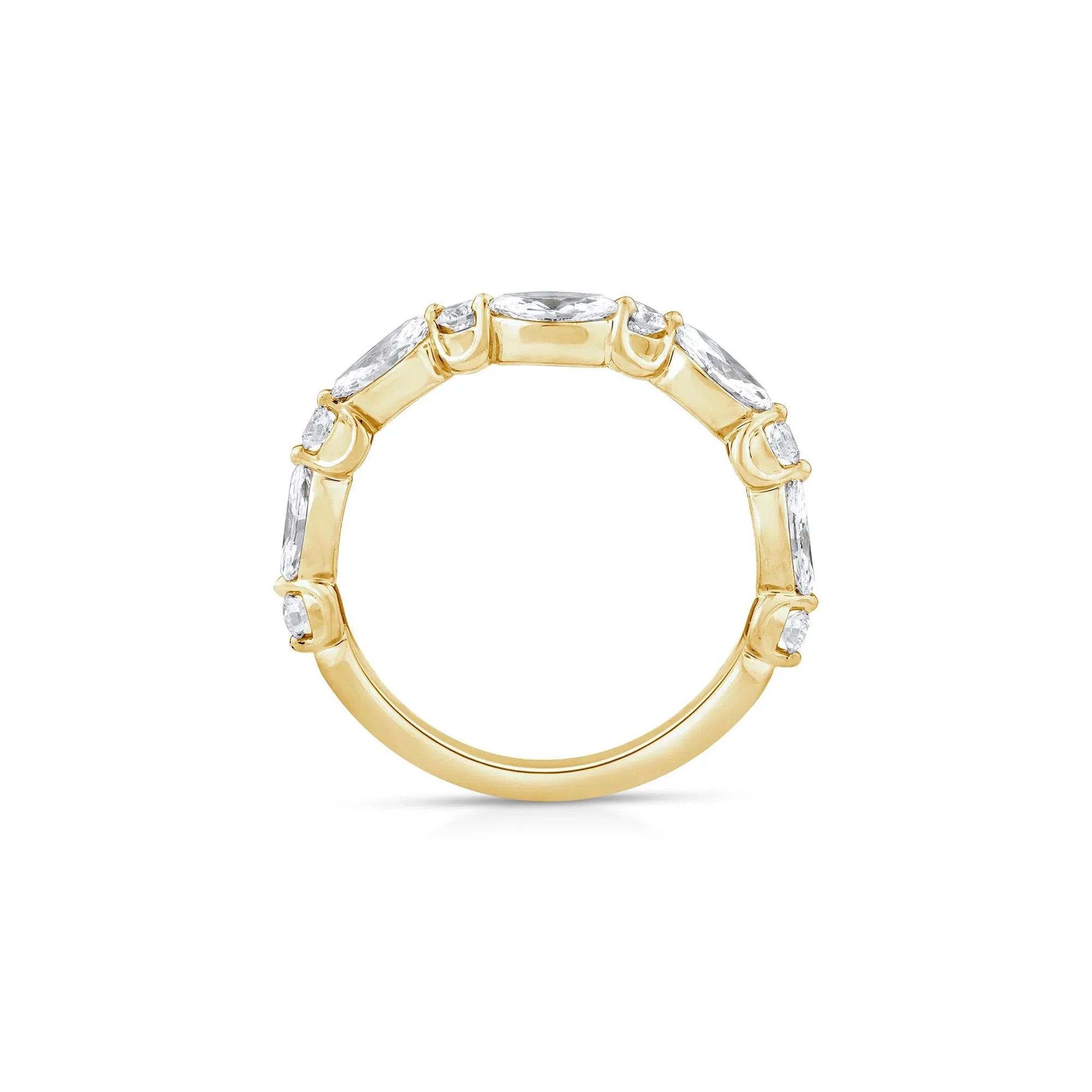 1 CT. Tw. Lab Grown Diamond Contour Band Ring 14K Yellow Gold Round Brilliant Cut Size 9