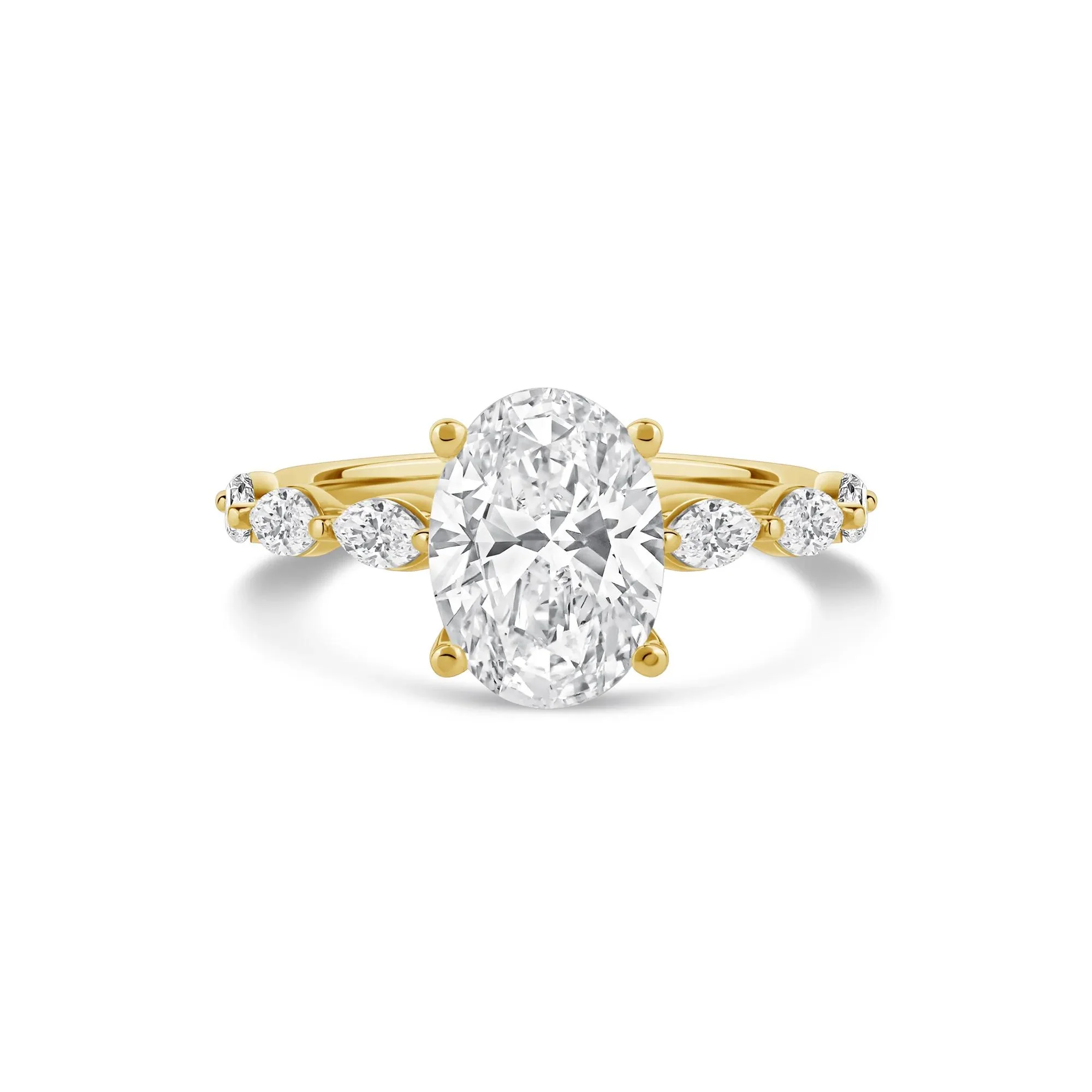 3/4 CT. Tw. Lab Grown Oval Diamond Engagement Ring 14K Yellow Gold Size 7.5 2mm