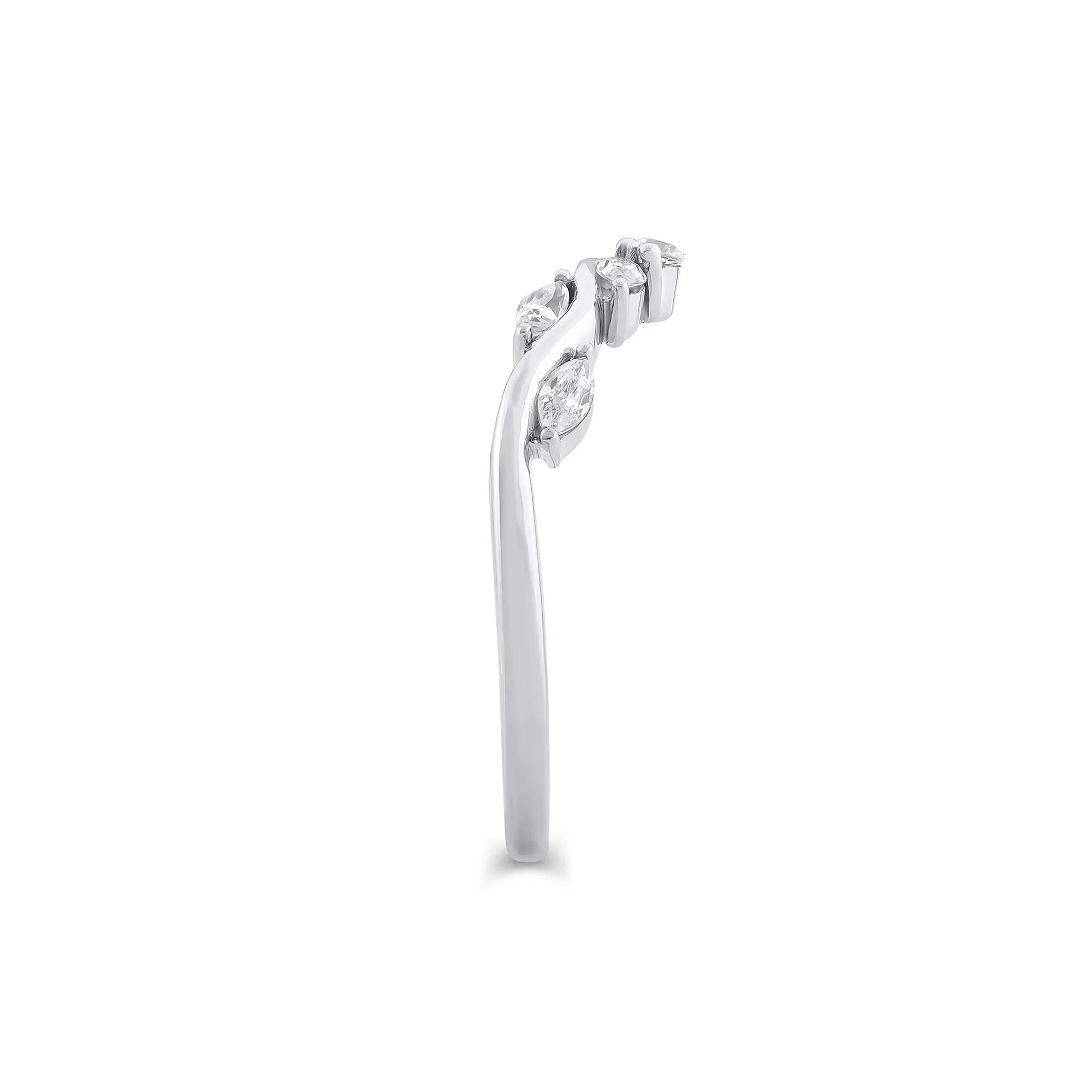 1/3 CT. Tw. Lab Grown Diamond Contour Band Ring 14K White Gold Round Brilliant Cut Size 8.5 - Image 3