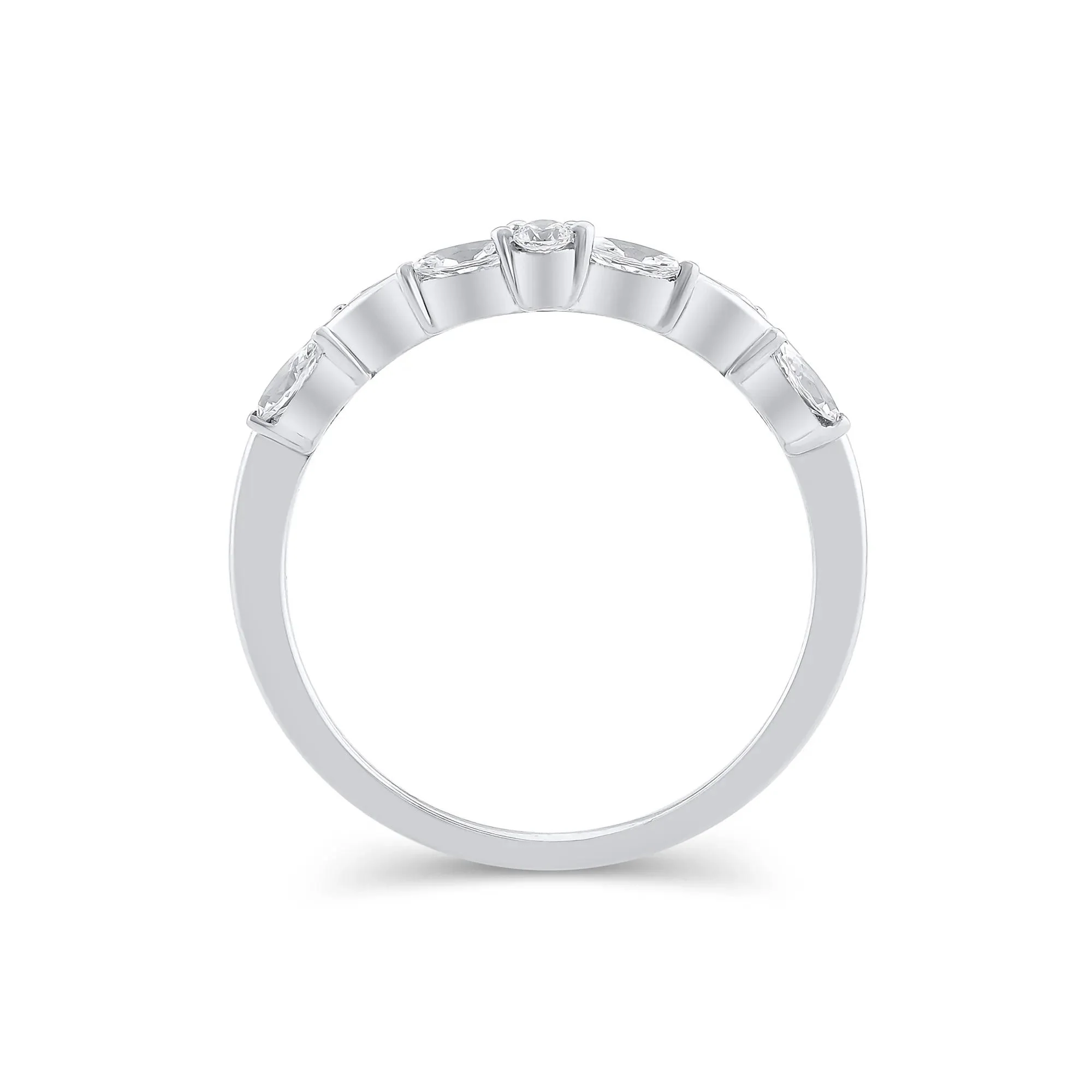 1/3 CT. Tw. Lab Grown Diamond Contour Band Ring 14K White Gold Round Brilliant Cut Size 9 - Image 2