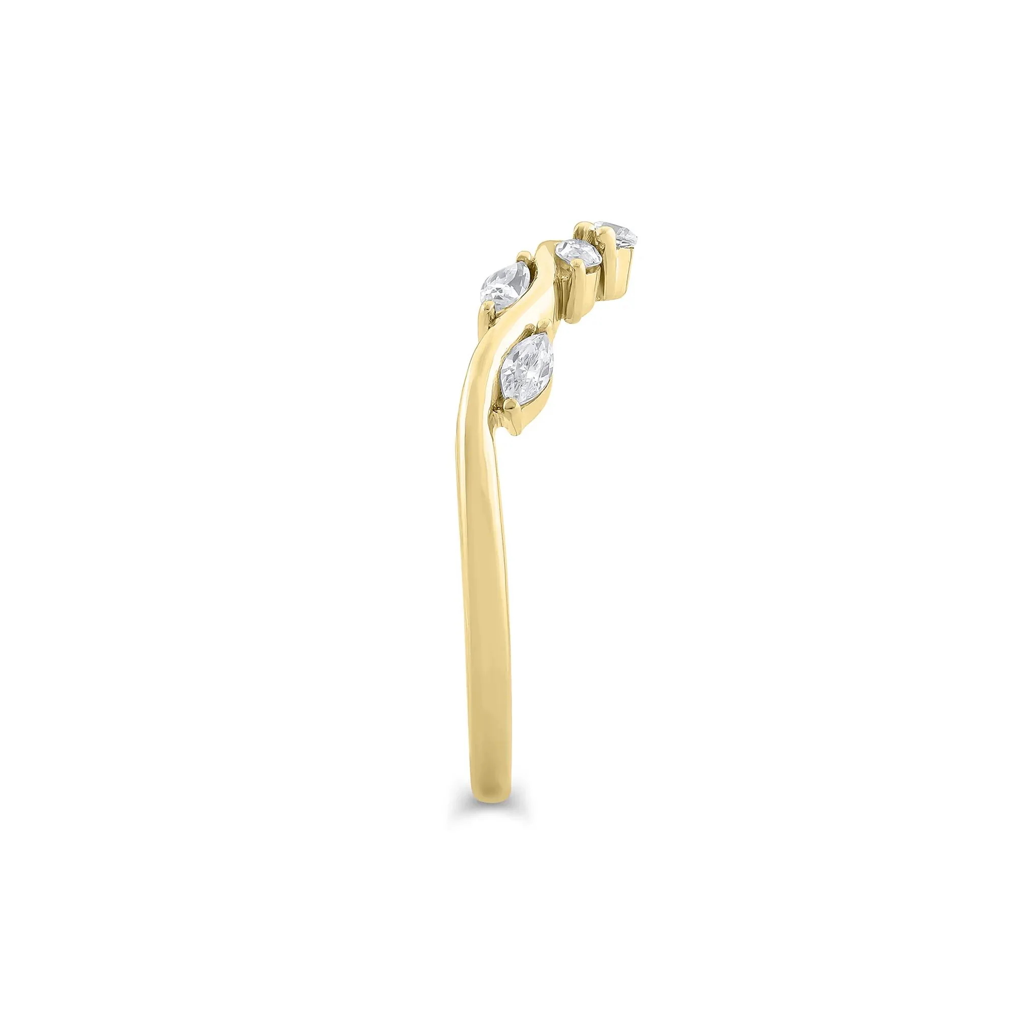 1/3 CT. Tw. Lab Grown Diamond Contour Band Ring 14K Yellow Gold Round Brilliant Cut Size 6 - Image 3