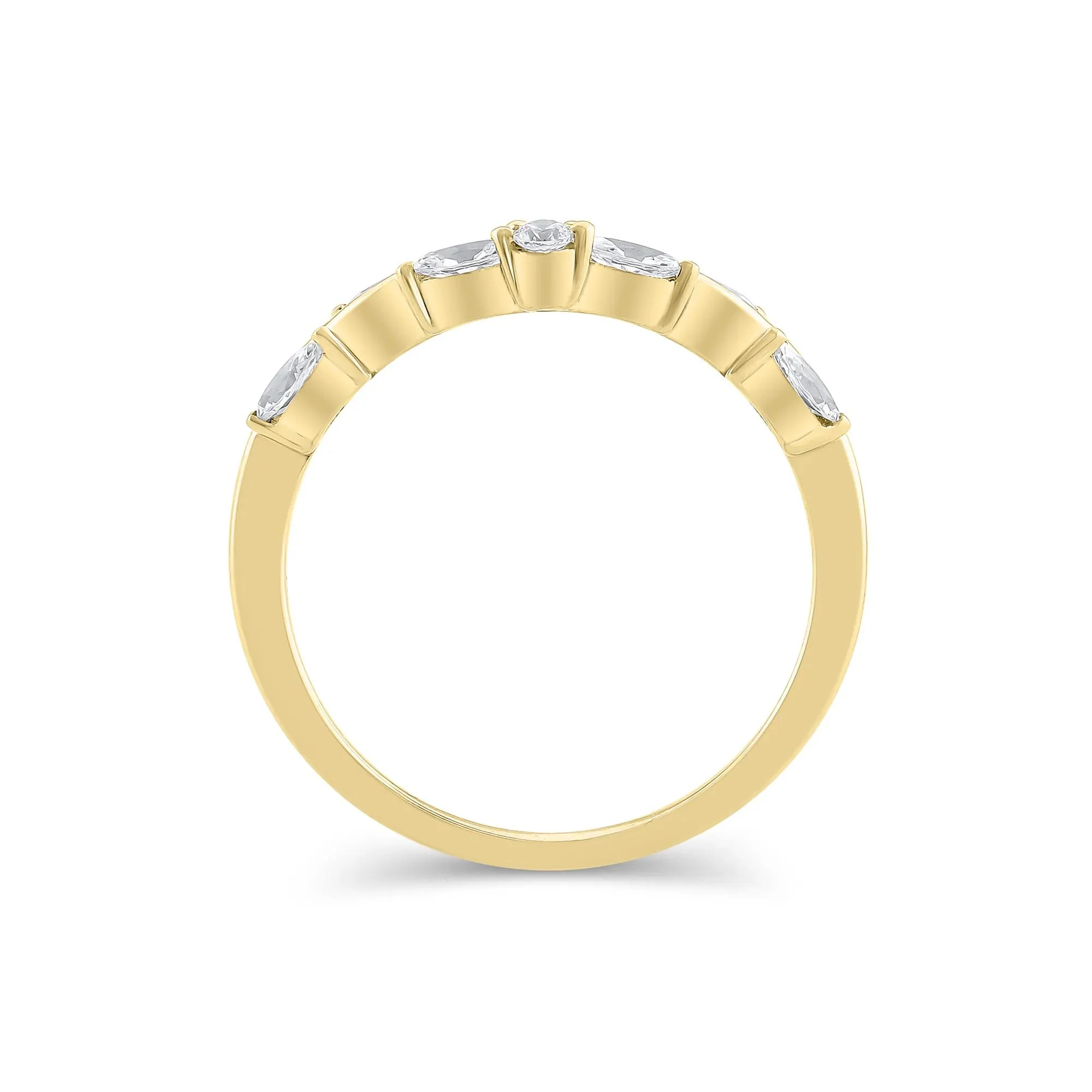 1/3 CT. Tw. Lab Grown Diamond Contour Band Ring 14K Yellow Gold Round Brilliant Cut Size 6.5 - Image 2