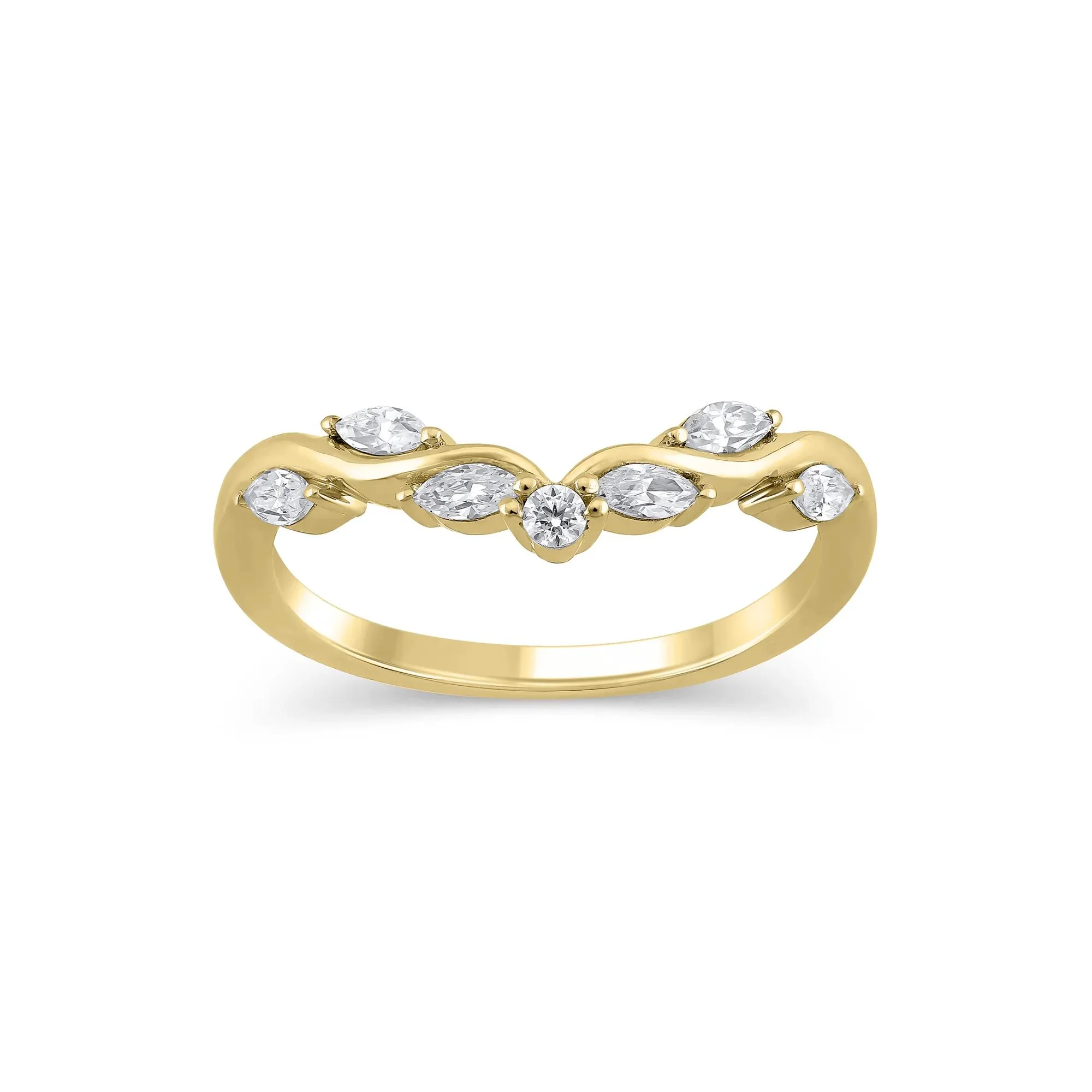 1/3 CT. Tw. Lab Grown Diamond Contour Band Ring 14K Yellow Gold Round Brilliant Cut Size 8.5