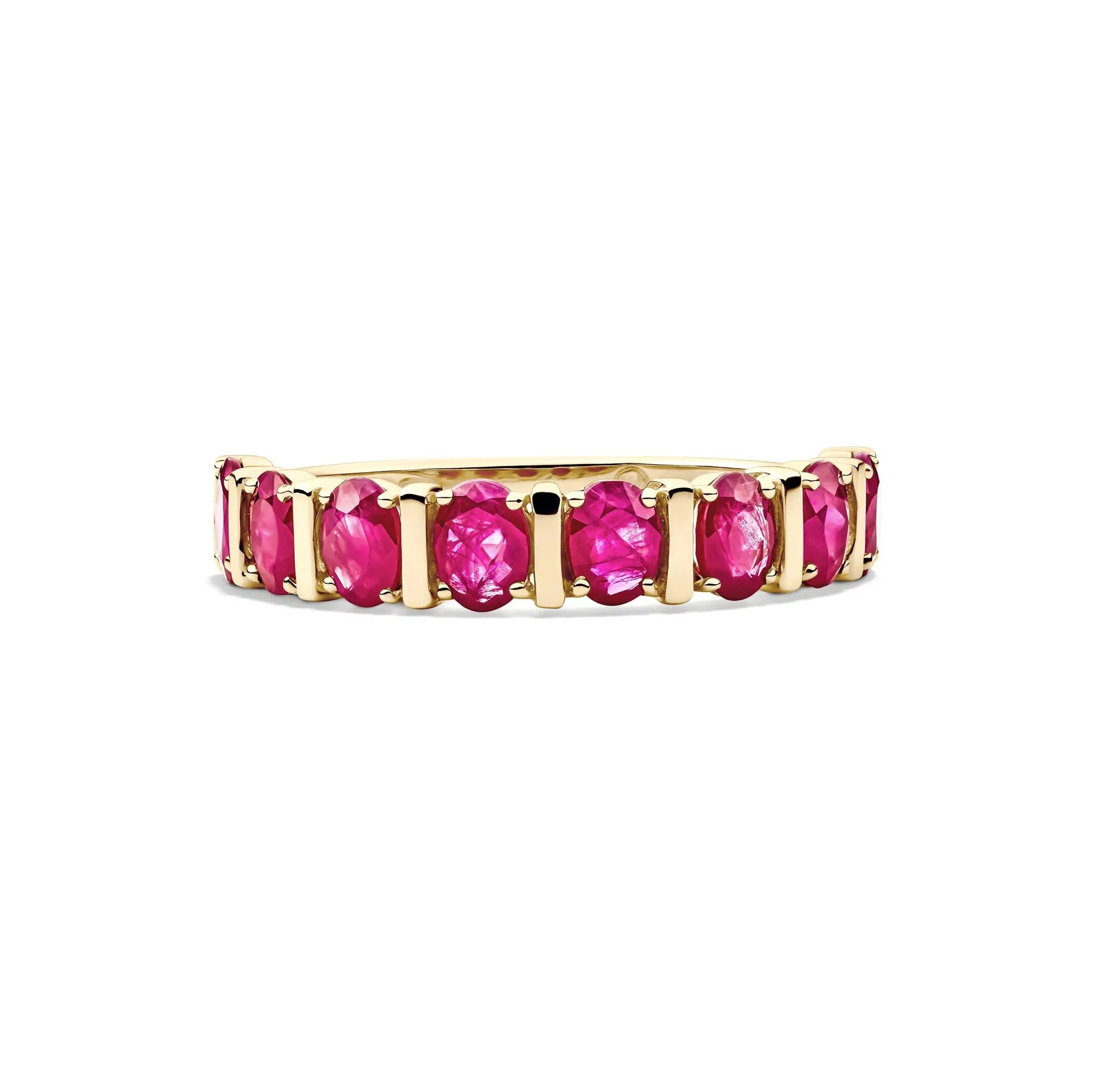 Ruby Faux-Channel Band Ring 10K Yellow Gold Size 6.5 1.5mm