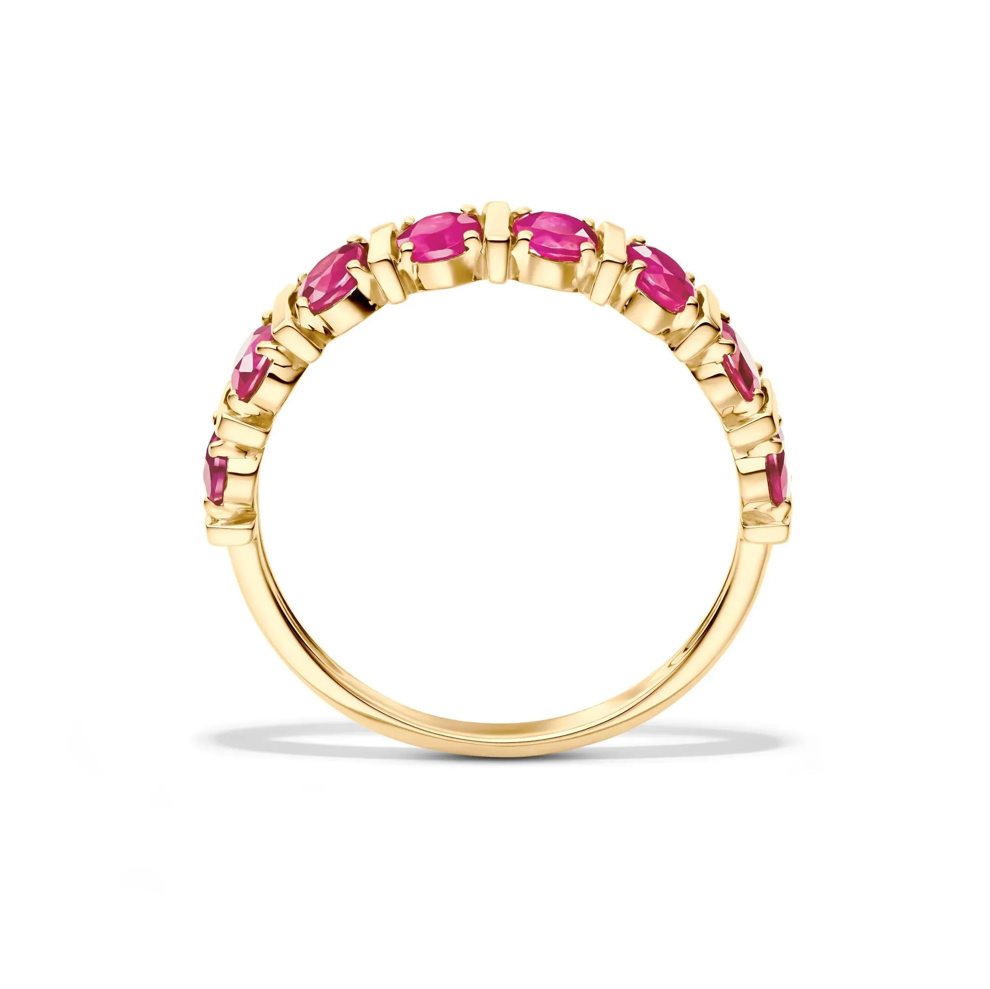 Ruby Faux-Channel Band Ring 10K Yellow Gold Size 7.5 1.5mm - Image 2