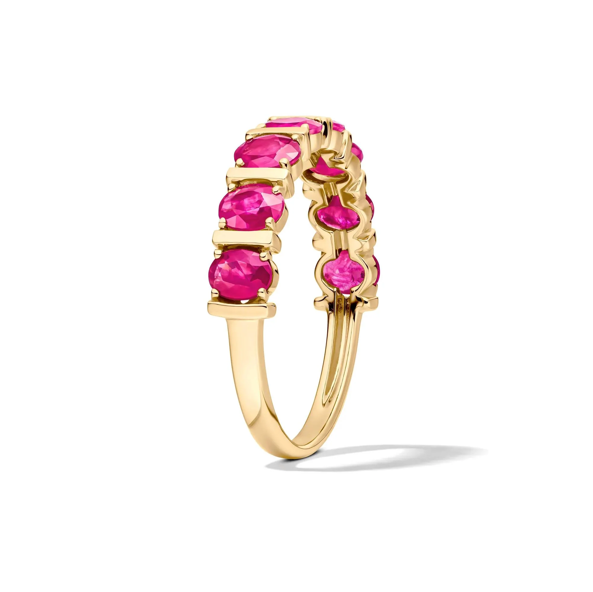 Ruby Faux-Channel Band Ring 10K Yellow Gold Size 7.5 1.5mm - Image 3