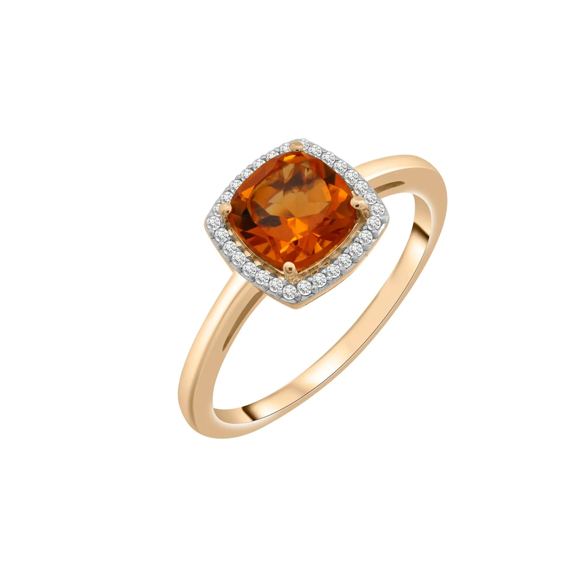 1/10 CT. Tw. Citrine and Diamond Halo Ring 10K Yellow Gold Size 6.5 1.5mm - Image 5