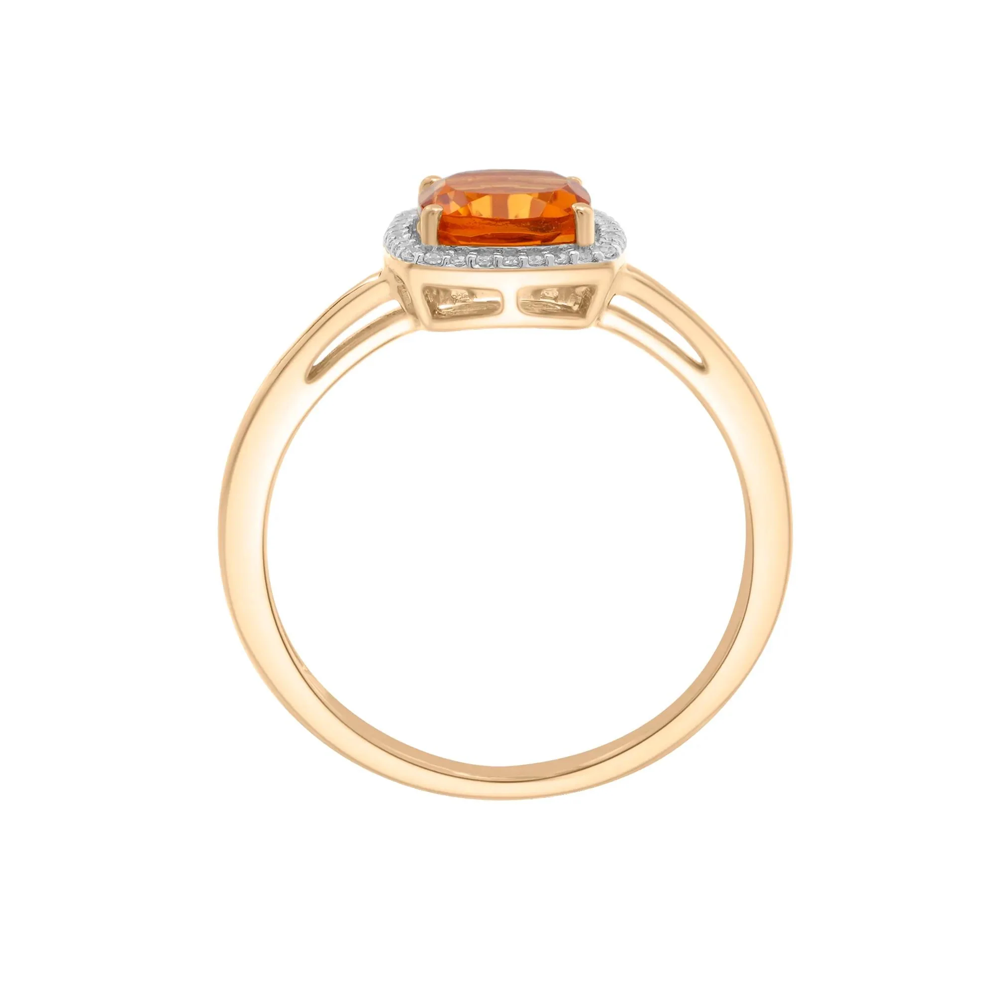 1/10 CT. Tw. Citrine and Diamond Halo Ring 10K Yellow Gold Size 7 1.5mm - Image 3