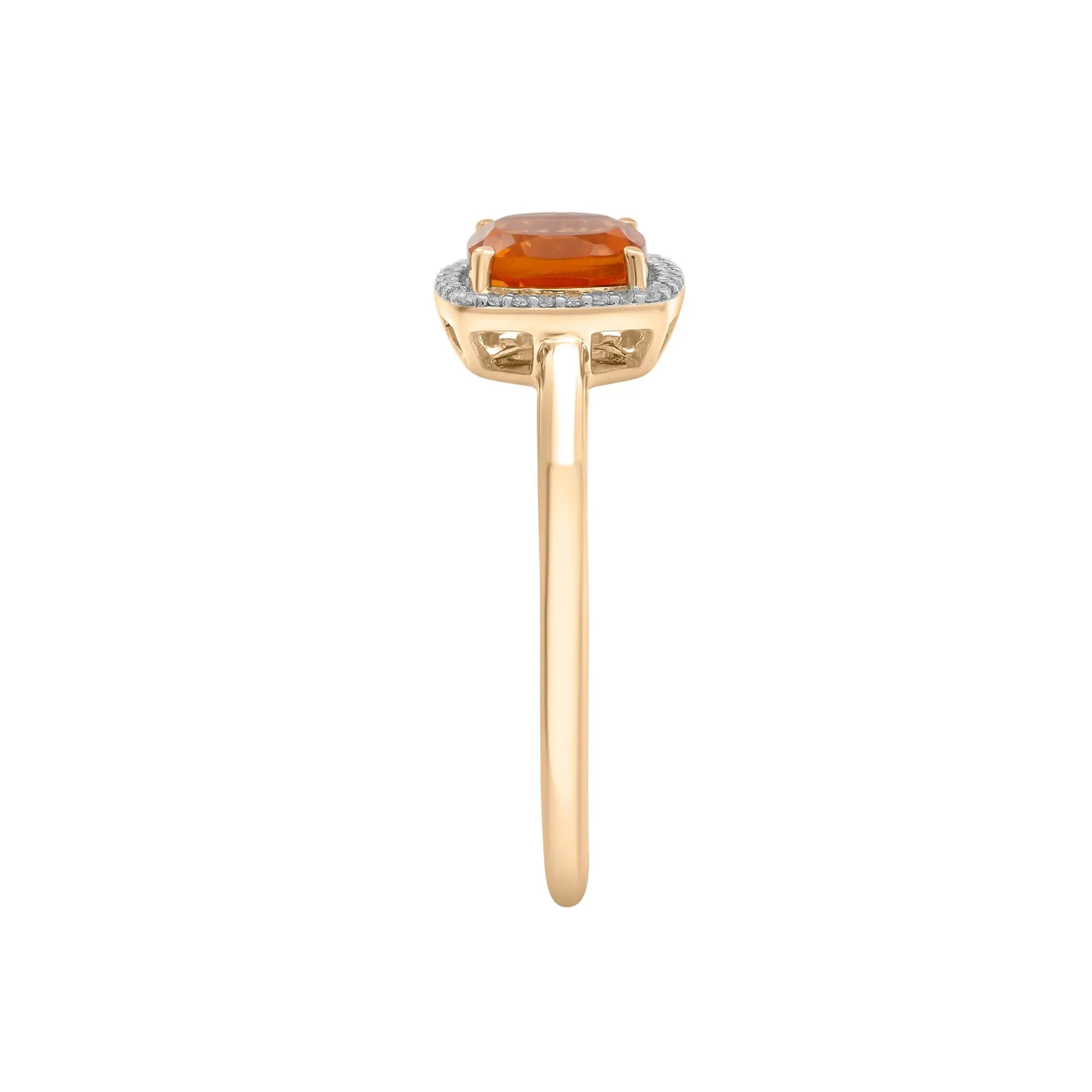 1/10 CT. Tw. Citrine and Diamond Halo Ring 10K Yellow Gold Size 8.5 1.5mm - Image 2