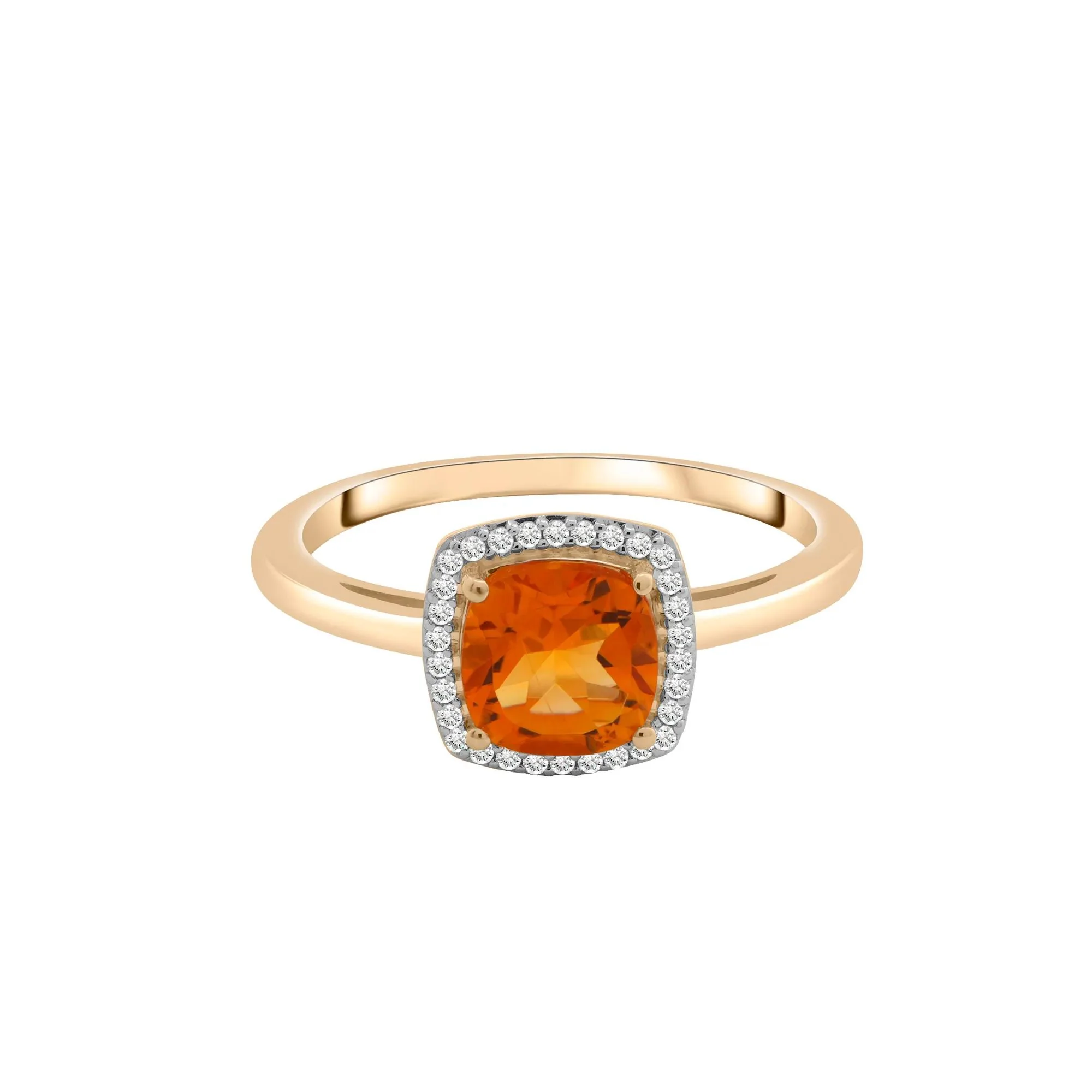 1/10 CT. Tw. Citrine and Diamond Halo Ring 10K Yellow Gold Size 9.5 1.5mm