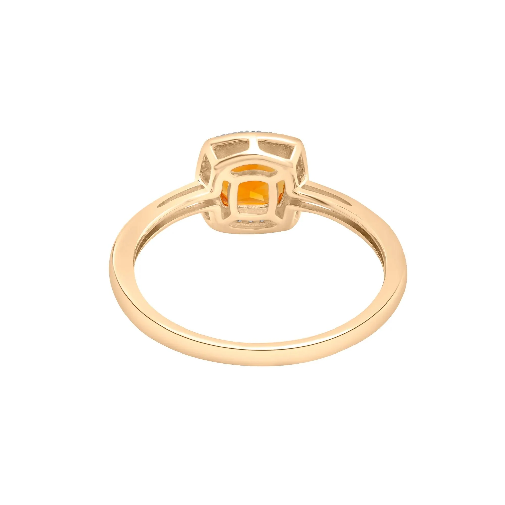 1/10 CT. Tw. Citrine and Diamond Halo Ring 10K Yellow Gold Size 9.5 1.5mm - Image 4