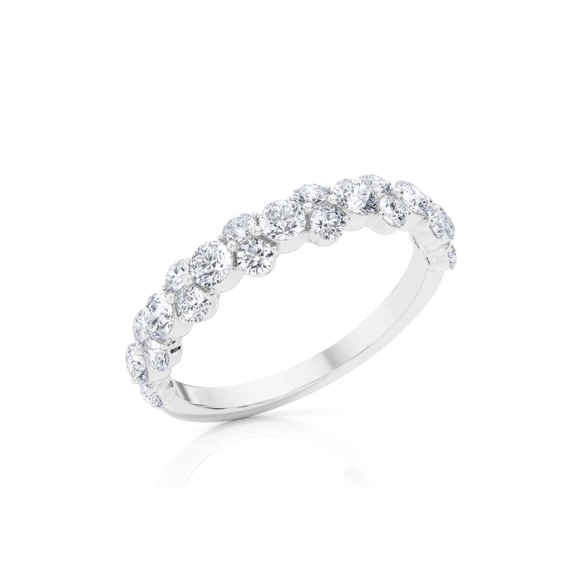 1 CT. Tw. Lab Grown Diamond Anniversary Band Ring 14K White Gold Round Brilliant Cut Size 9 4mm - Image 2