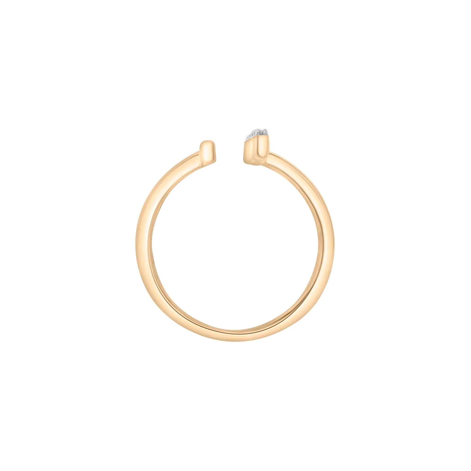 1/10 CT. Tw. Open Diamond Bar Ring 10K Yellow Gold Round Brilliant Cut Size 8.5 1.5mm - Image 2