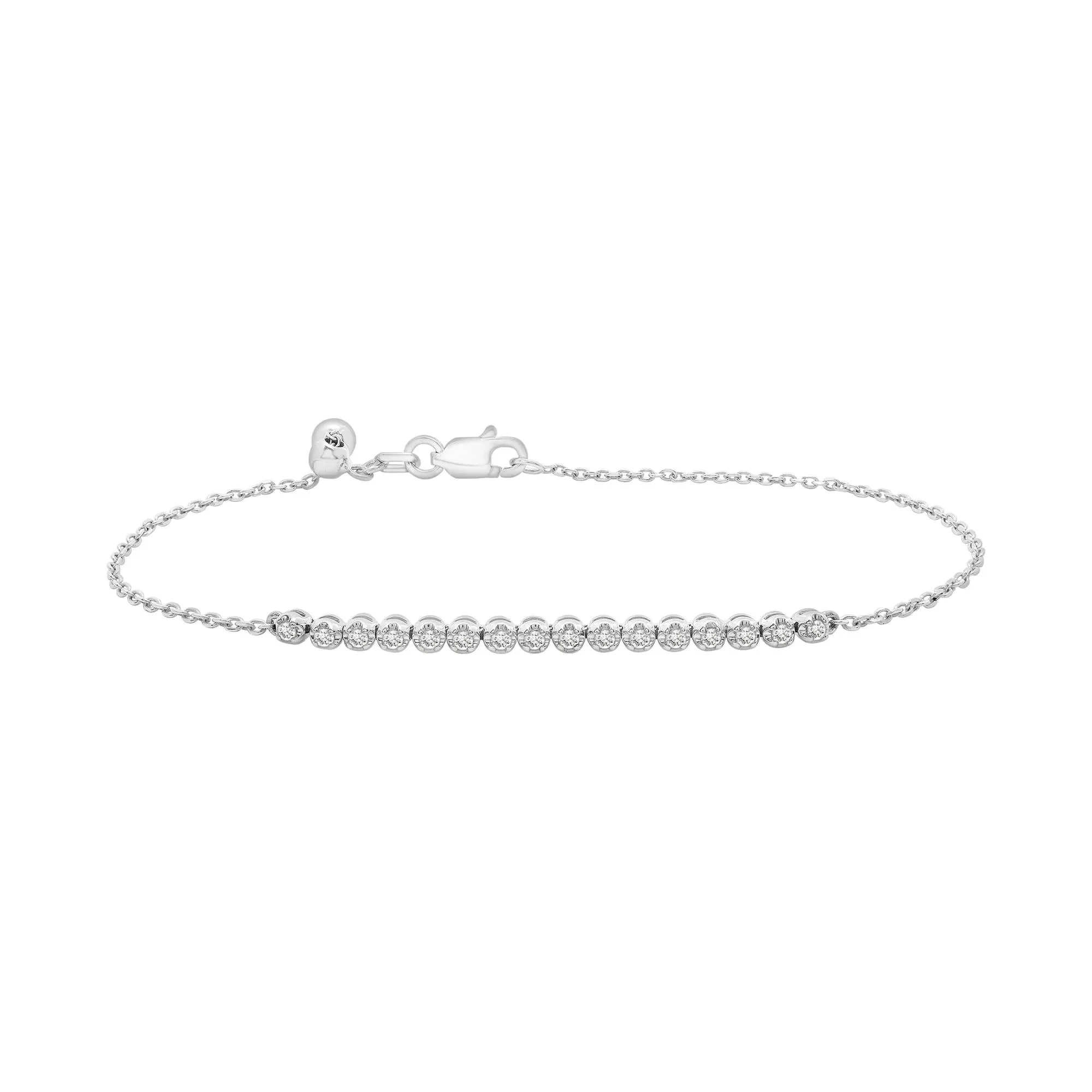 1/4 CT. Tw. Diamond Buttercup Setting Chain Bracelet 10K White Gold Size 43.00mm