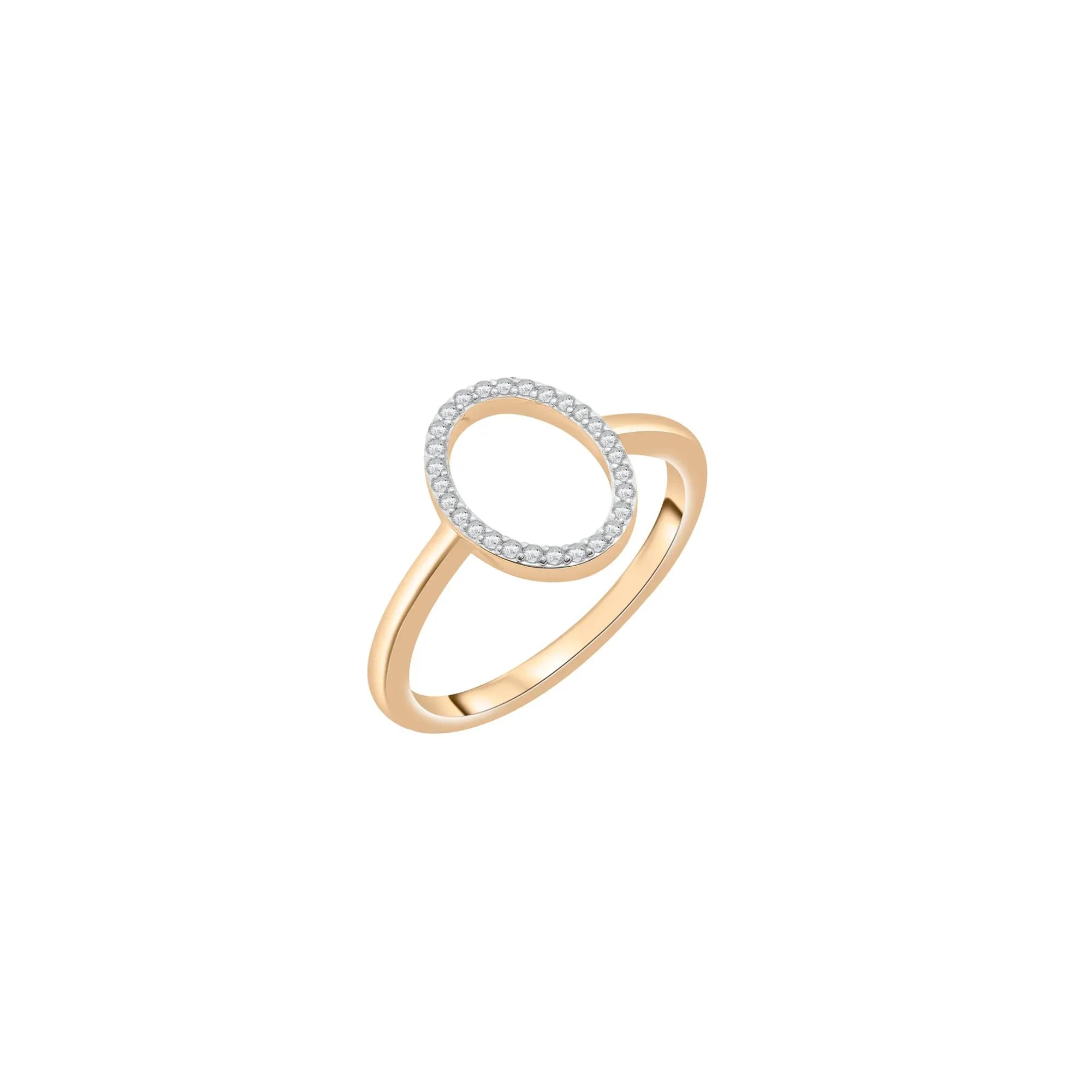 1/10 CT. Tw. Diamond Open Oval Ring 10K Yellow Gold Size 6 1mm - Image 5