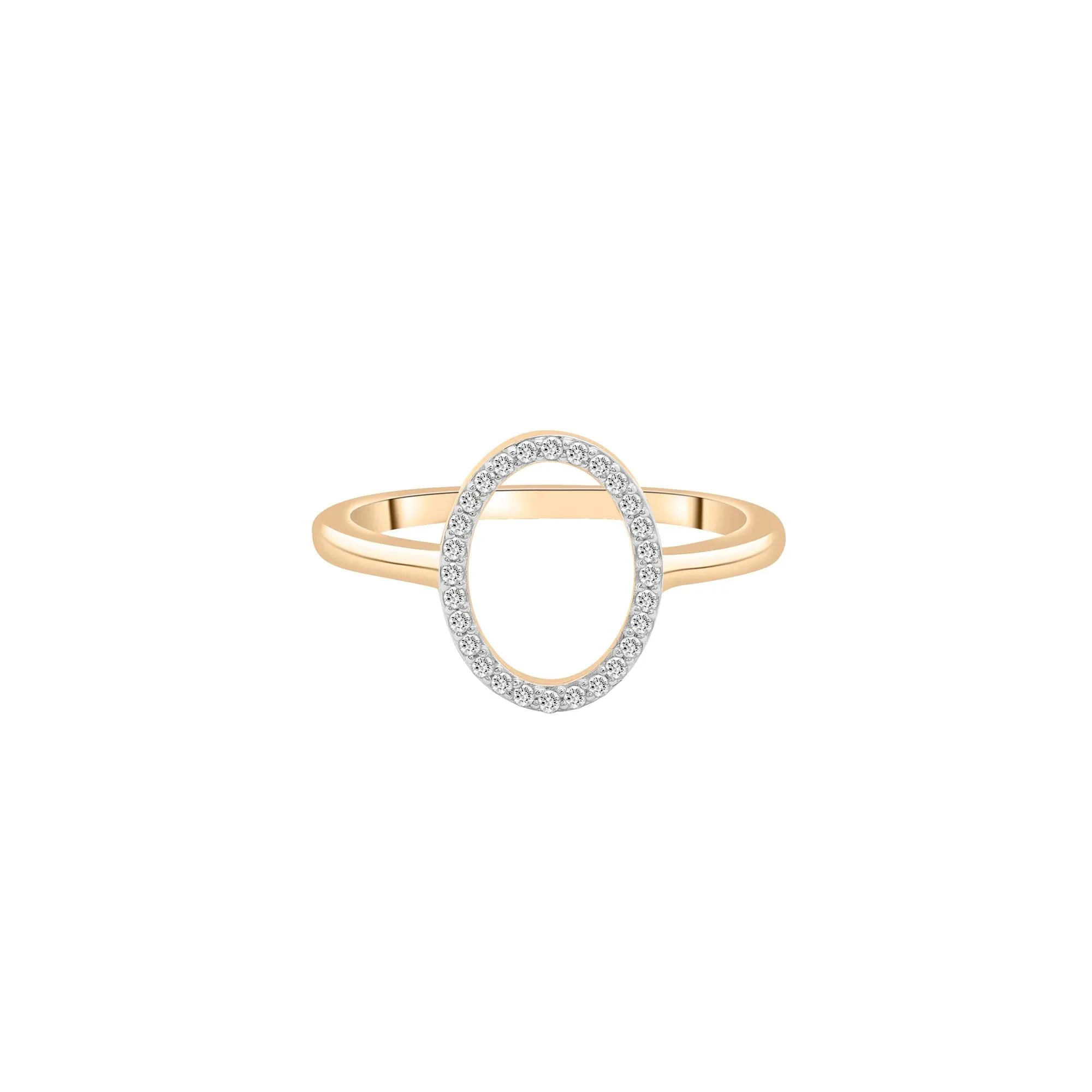 1/10 CT. Tw. Diamond Open Oval Ring 10K Yellow Gold Size 8 1mm