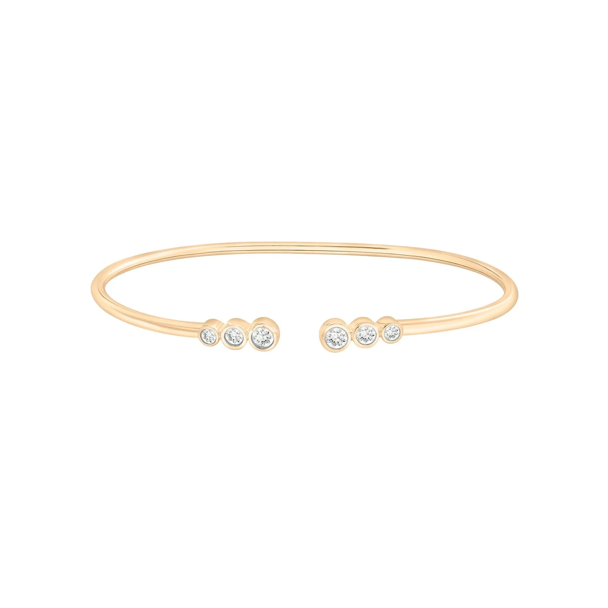 1/3 CT. Tw. Diamond Open Bangle Bracelet 10K Yellow Gold Size 3.50mm