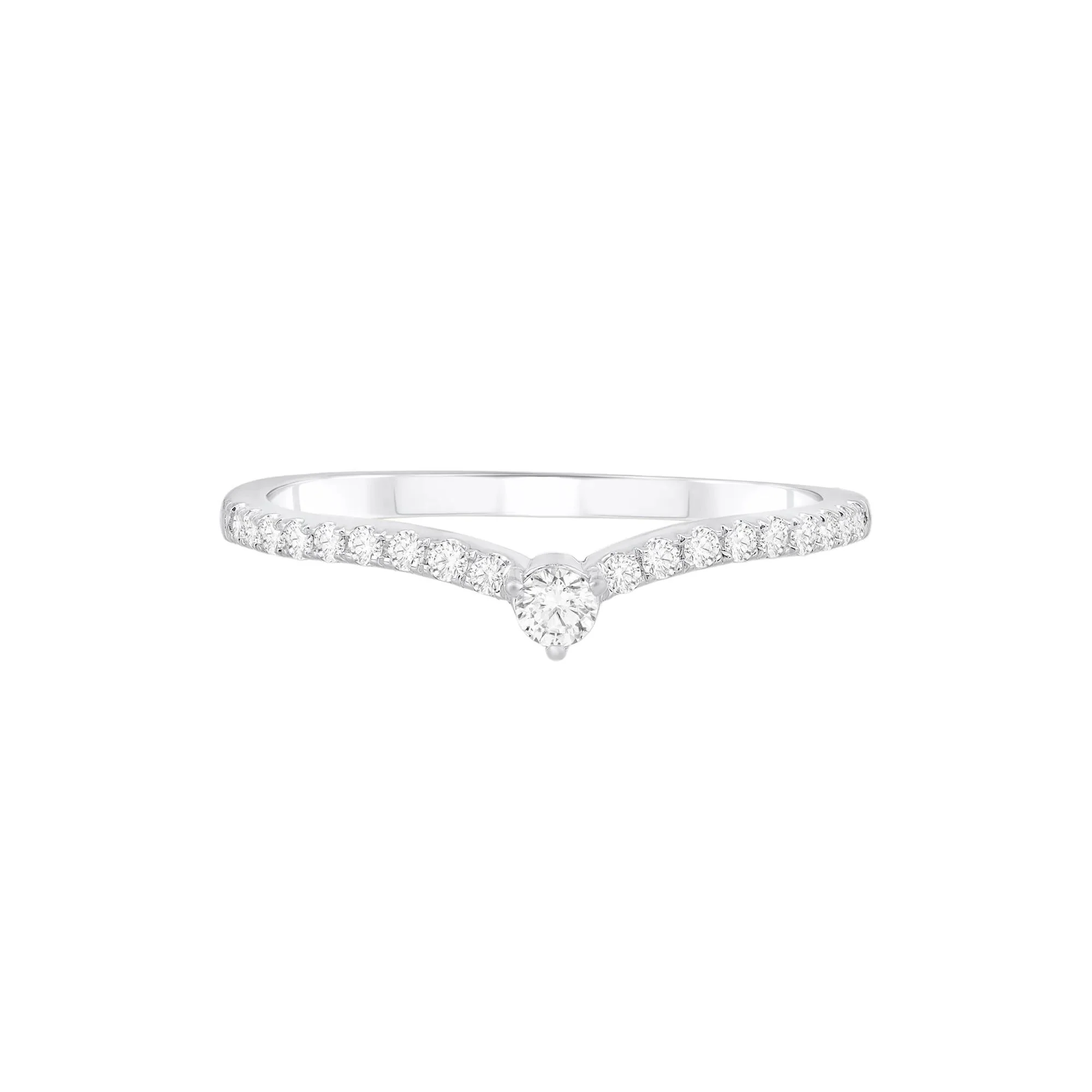 1/5 CT. Tw. Diamond Contour Band Ring 10K White Gold Round Brilliant Cut Size 7