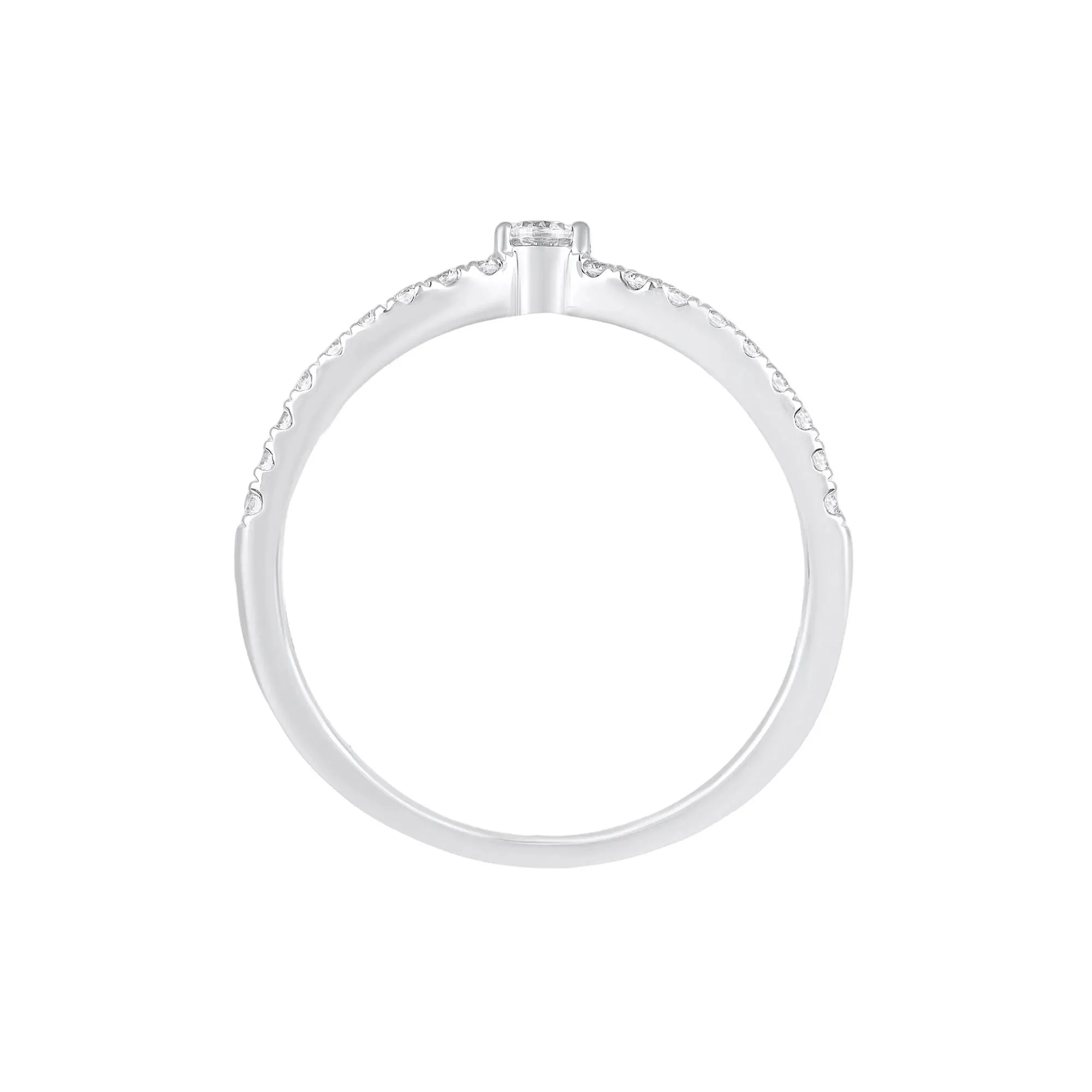 1/5 CT. Tw. Diamond Contour Band Ring 10K White Gold Round Brilliant Cut Size 8.5 - Image 2
