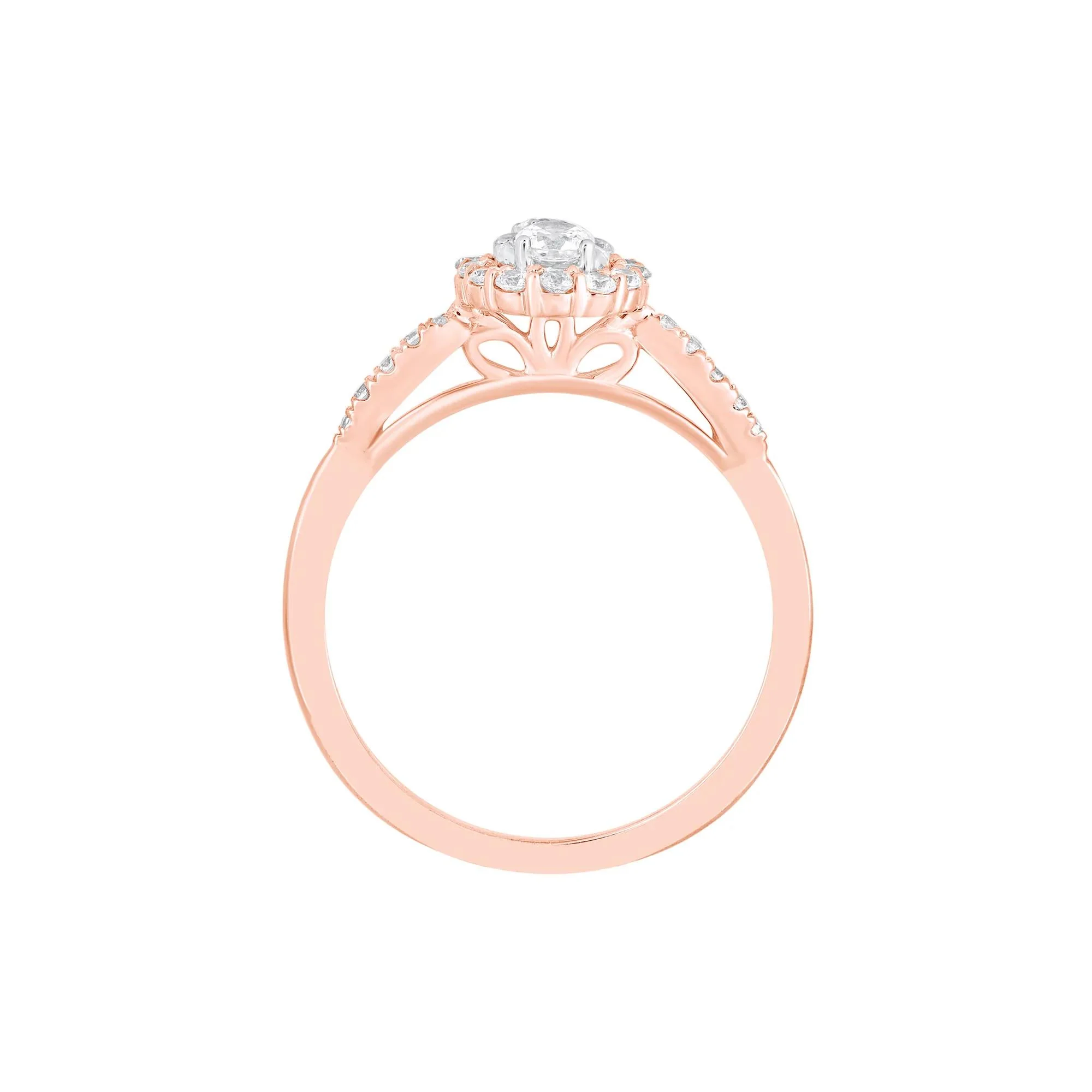 1/2 CT. Tw. Diamond Oval Halo Engagement Ring 10K Rose and White Gold Round Brilliant Cut Size 6.5 - Image 2