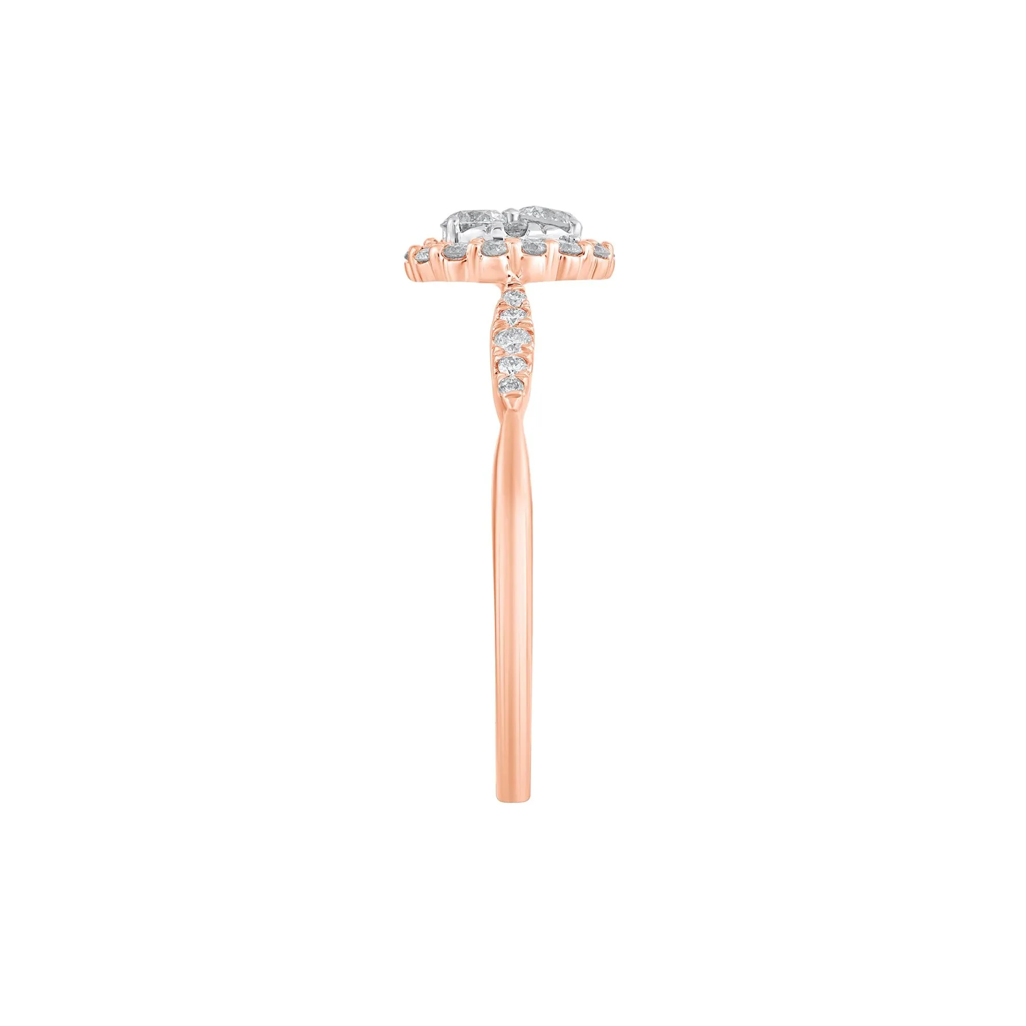 1/2 CT. Tw. Diamond Oval Halo Engagement Ring 10K Rose and White Gold Round Brilliant Cut Size 7 - Image 3