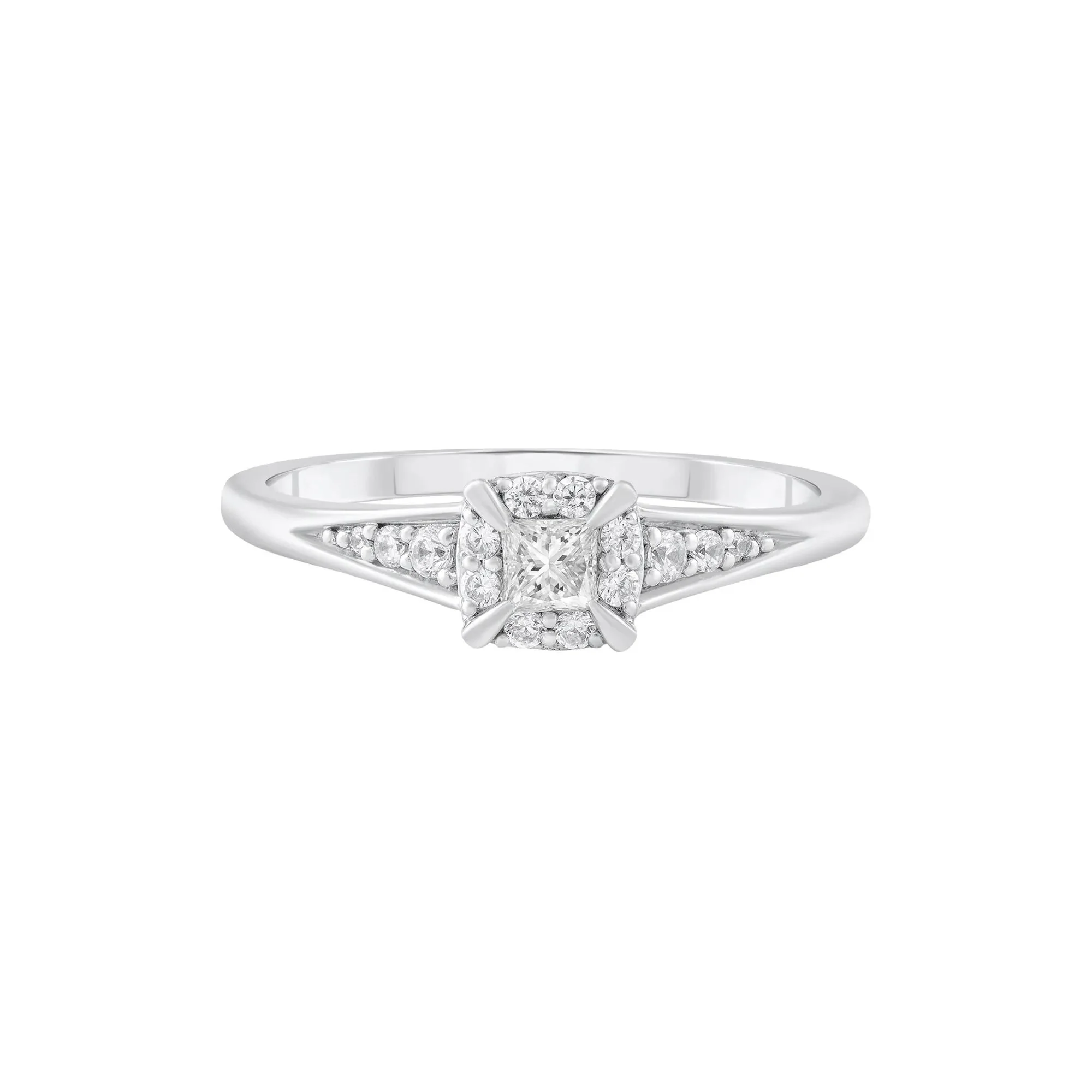 1/4 CT. Tw. Princess-Cut Diamond Promise Ring 10K White Gold Size 5.5