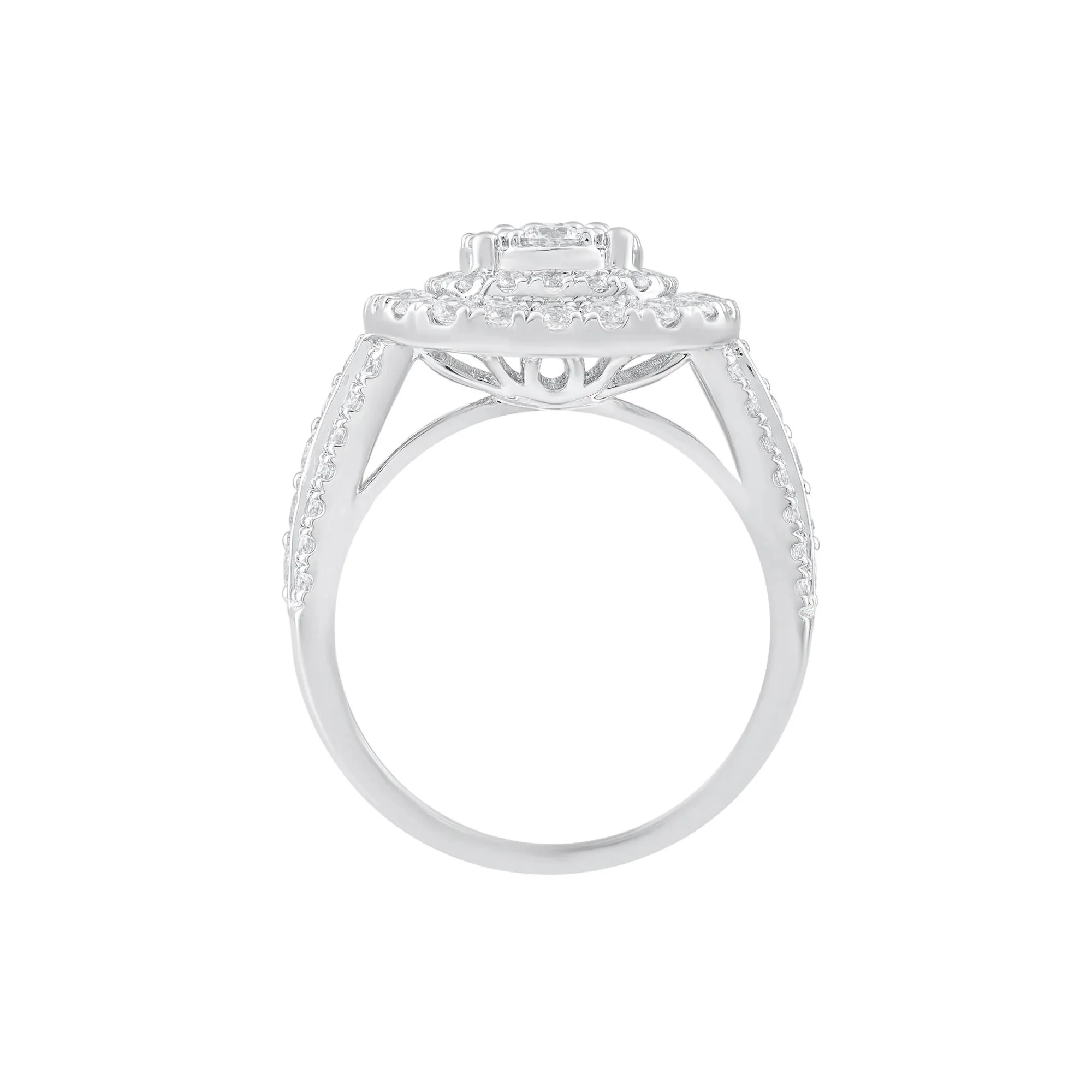 2 CT. Tw. Diamond Composite Engagement Ring 10K White Gold Round Brilliant Cut Size 6 - Image 2